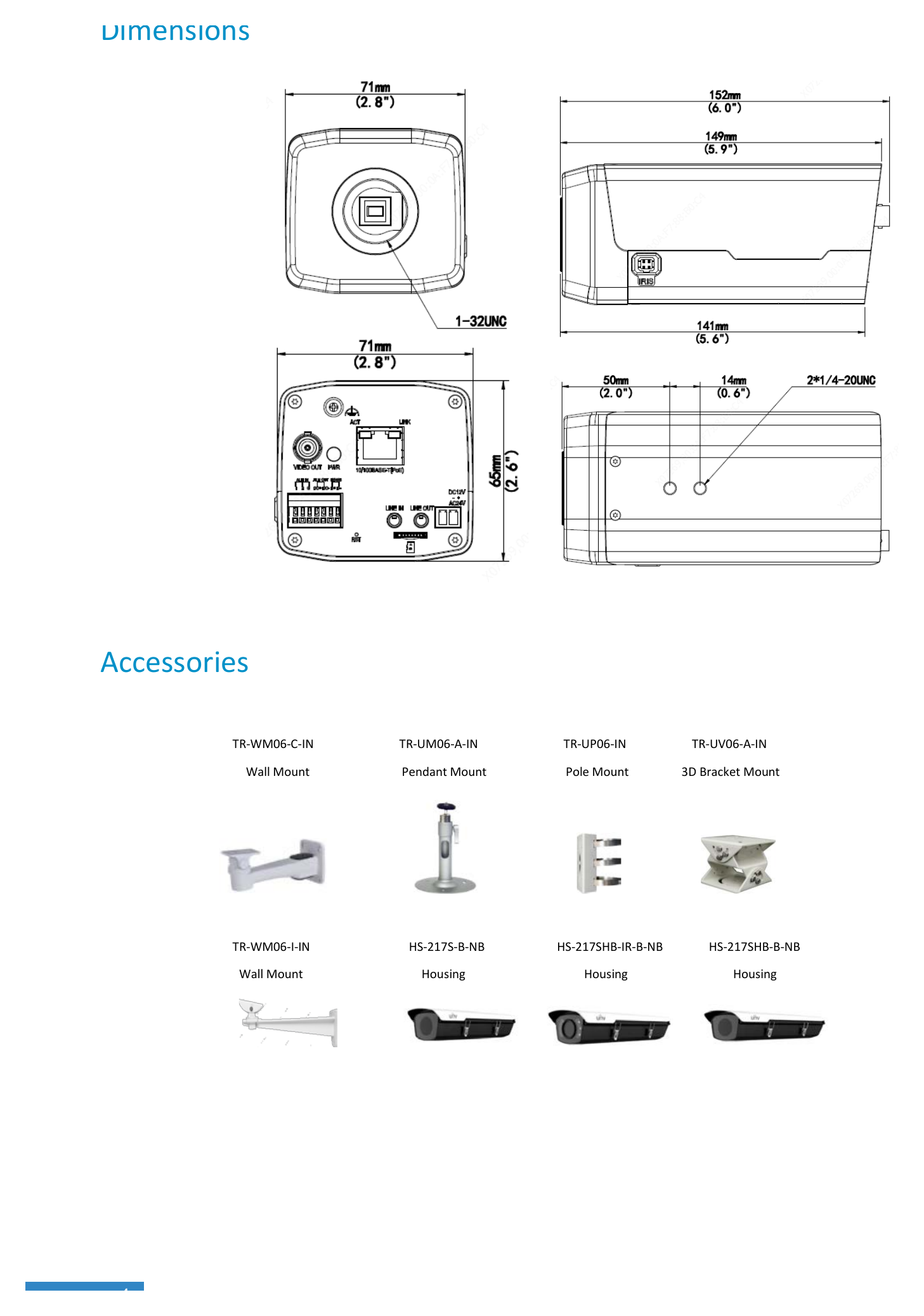 2MP-LIGHTHUNTER-WDR-NETWORK-BOX-CAMERA 外形尺寸圖 詳見圖示｜Unit: mm