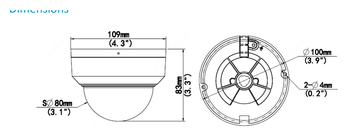 2MP-WIFI-FIXED-DOME-NETWORK-CAMERA 外形尺寸圖 詳見圖示｜Unit: mm