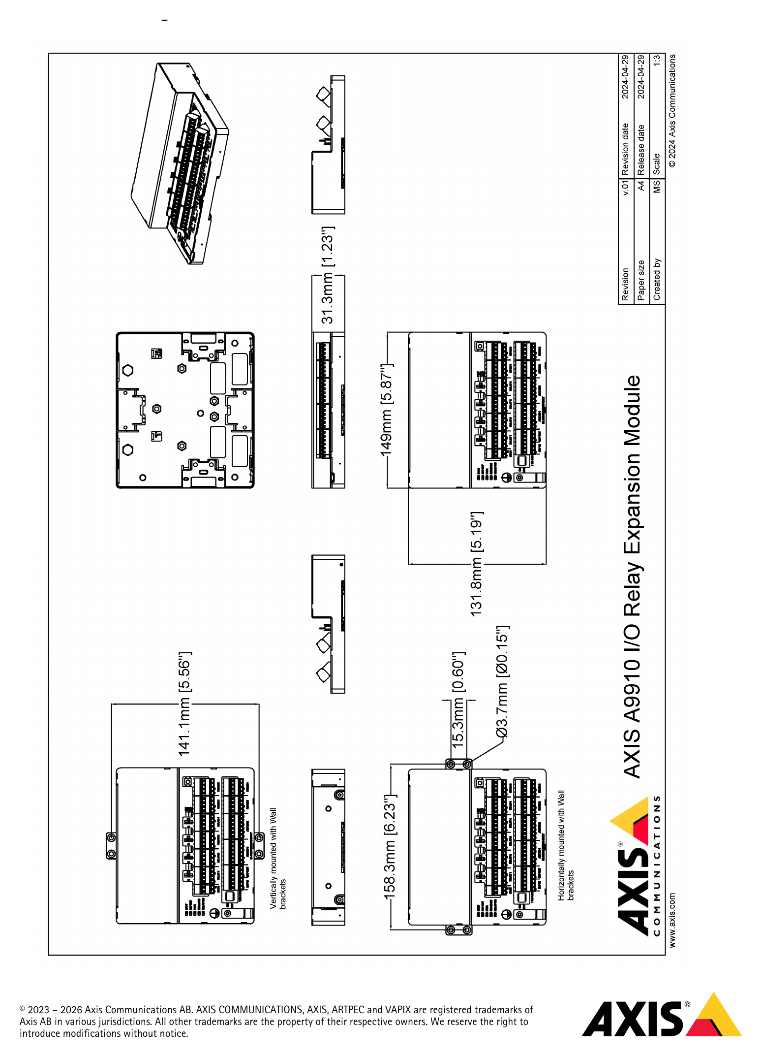 A9910-IO-RELAY-EXPANSION-MODULE 外形尺寸圖 Screened for conflict minerals in accordance with OECD For the overall product dimensions, see the dimension guidelines｜
