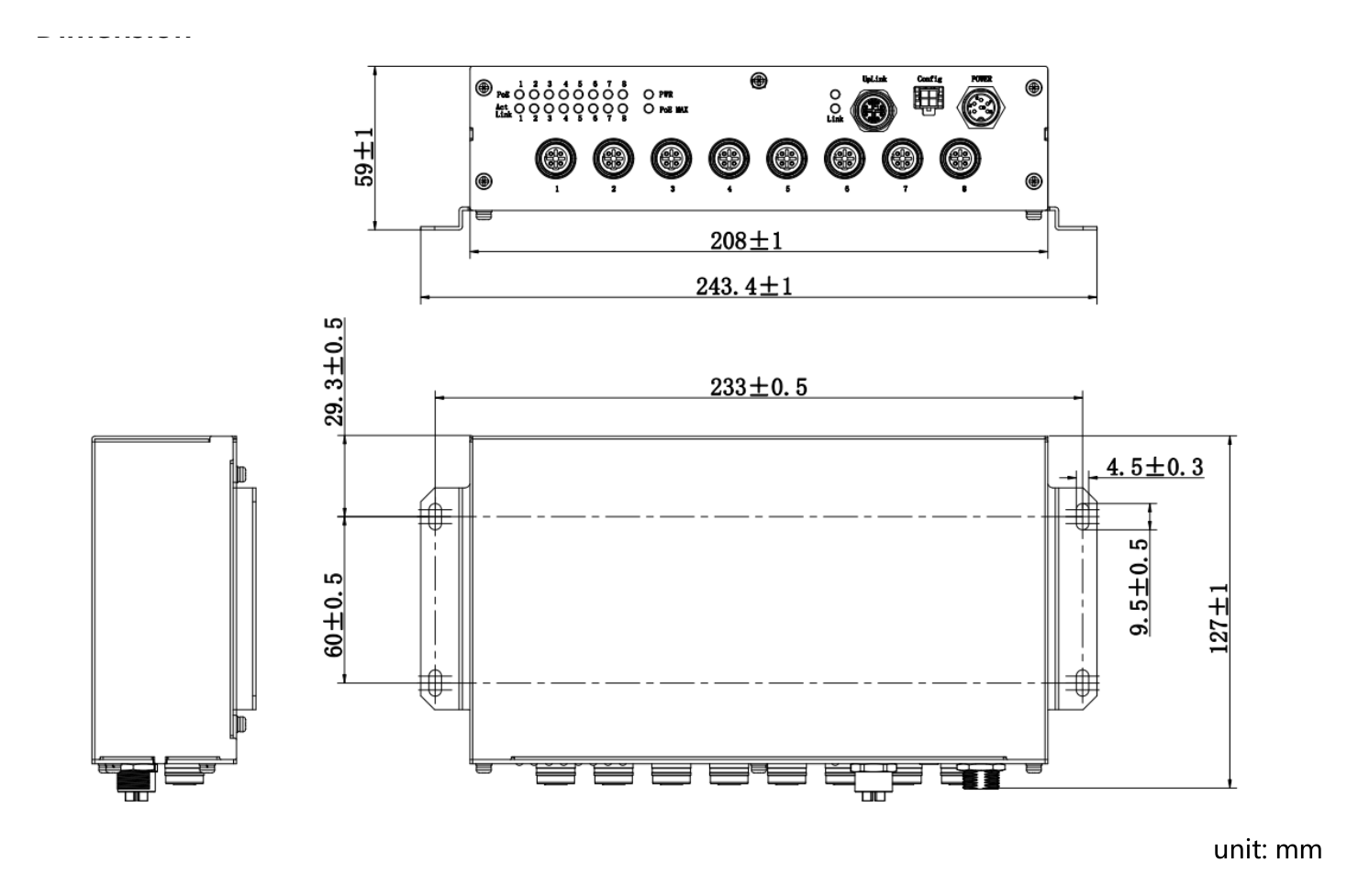 AE-MS8400(M12) 外形尺寸圖 詳見圖示｜Unit: mm