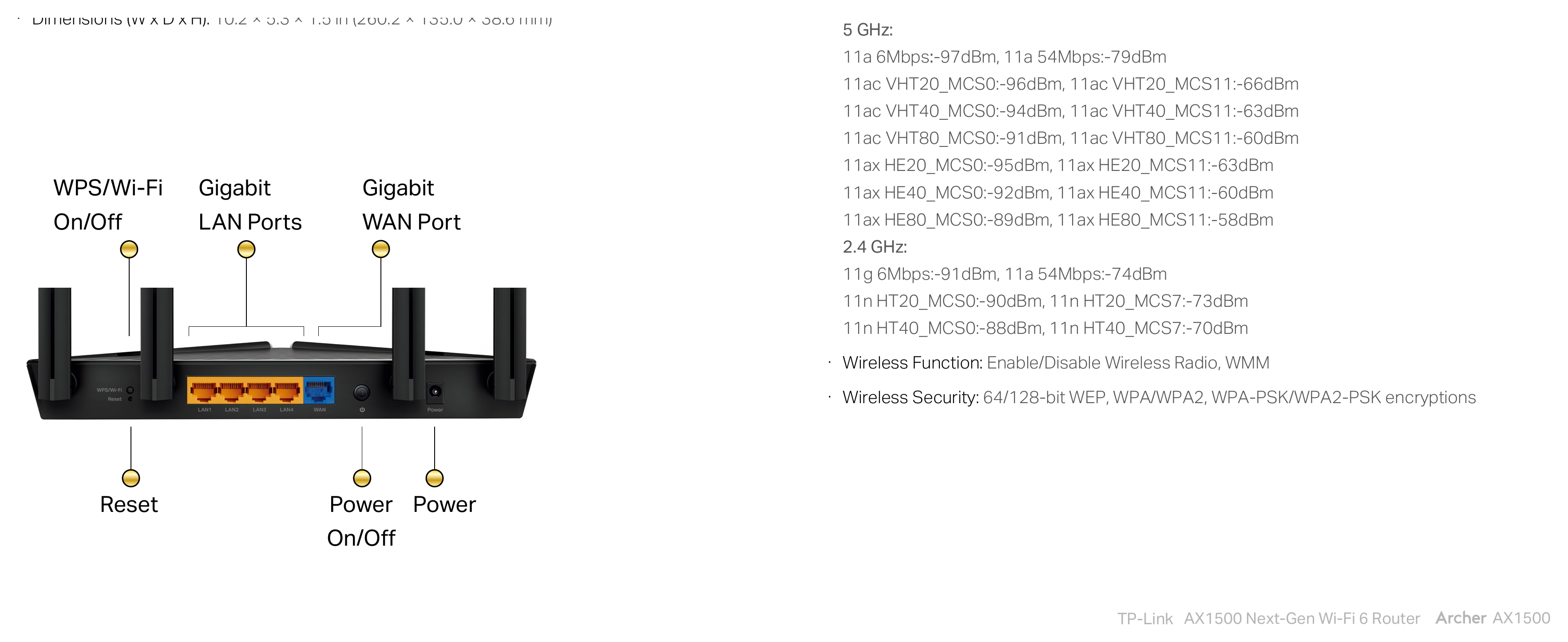 ARCHER-AX1500(US)1.0&1.2 外形尺寸圖 詳見圖示｜Unit: mm
