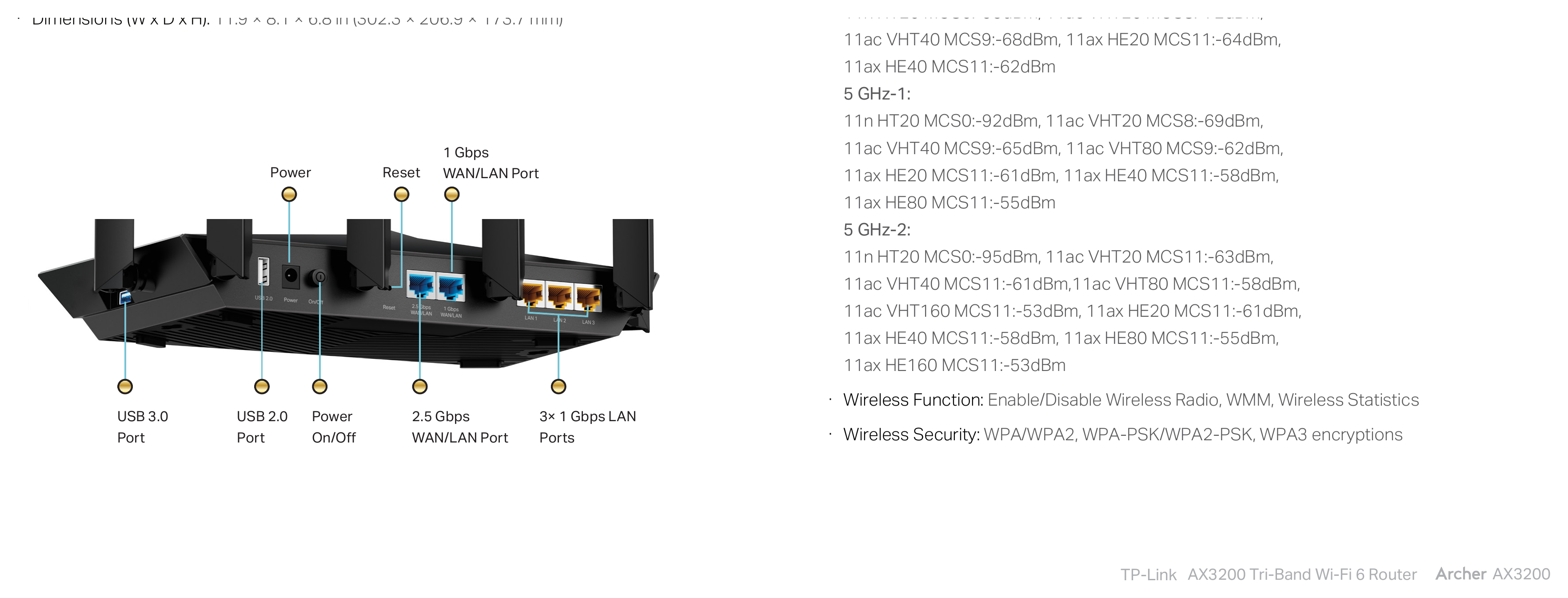 ARCHER-AX3200(US)1.0 外形尺寸圖 詳見圖示|Unit: mm