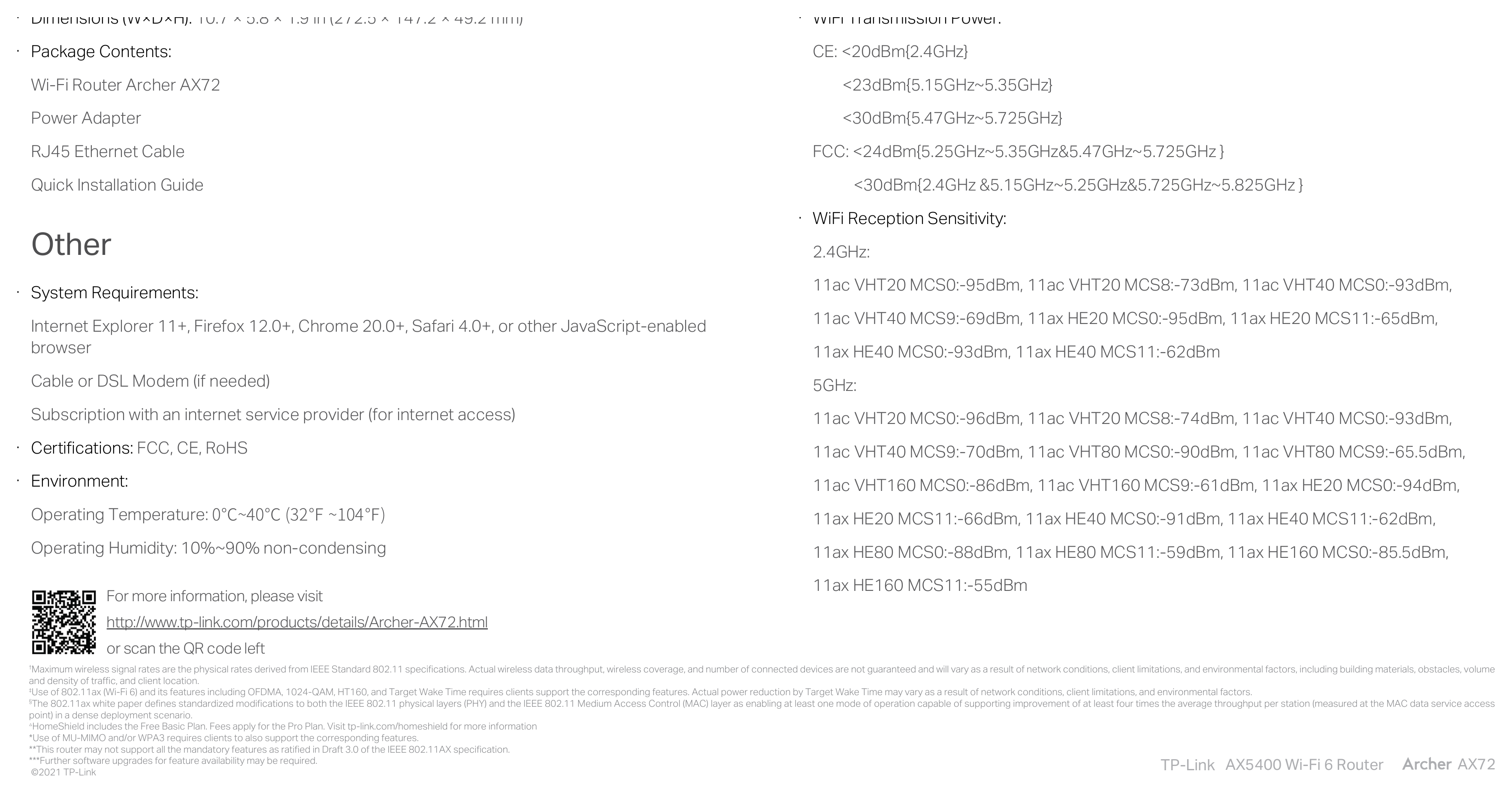 ARCHER-AX72%28EU&US%291.0 外形尺寸圖 詳見圖示｜Unit: mm