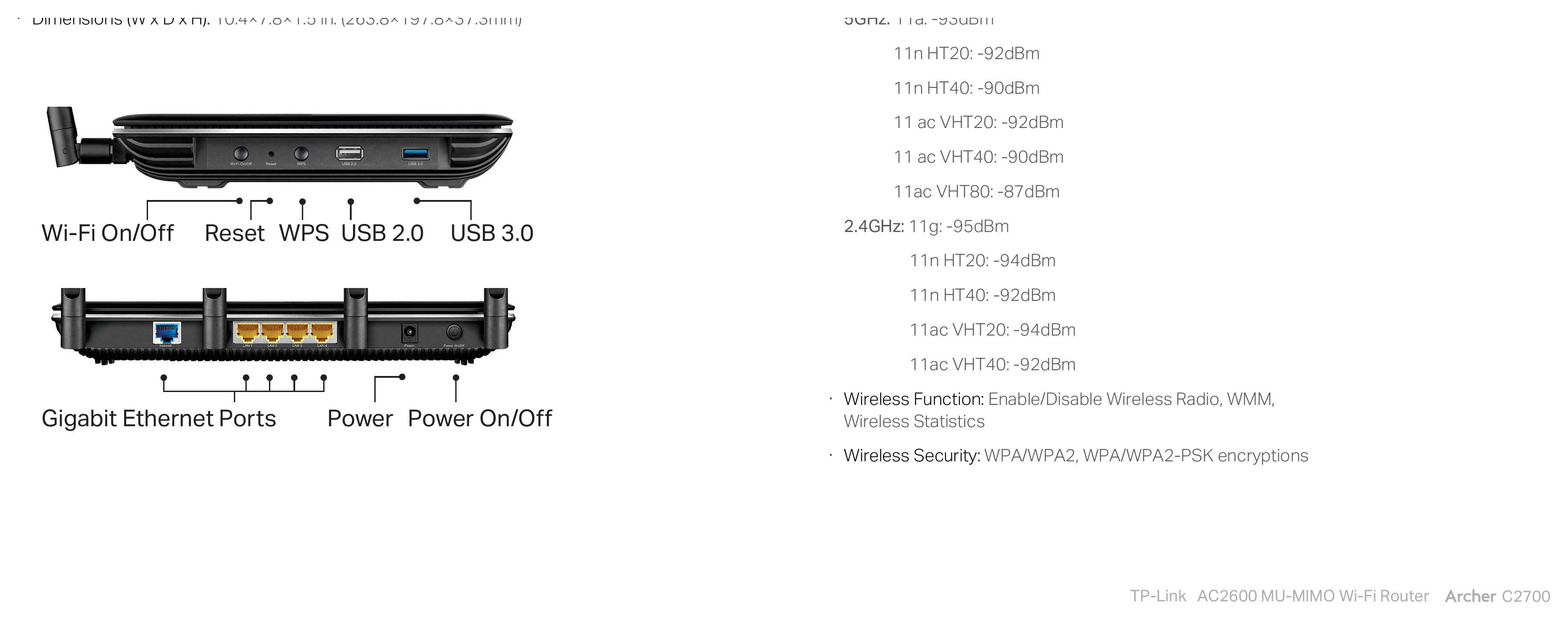 ARCHER-C2700(US)1.0 外形尺寸圖 詳見圖示|Unit: mm
