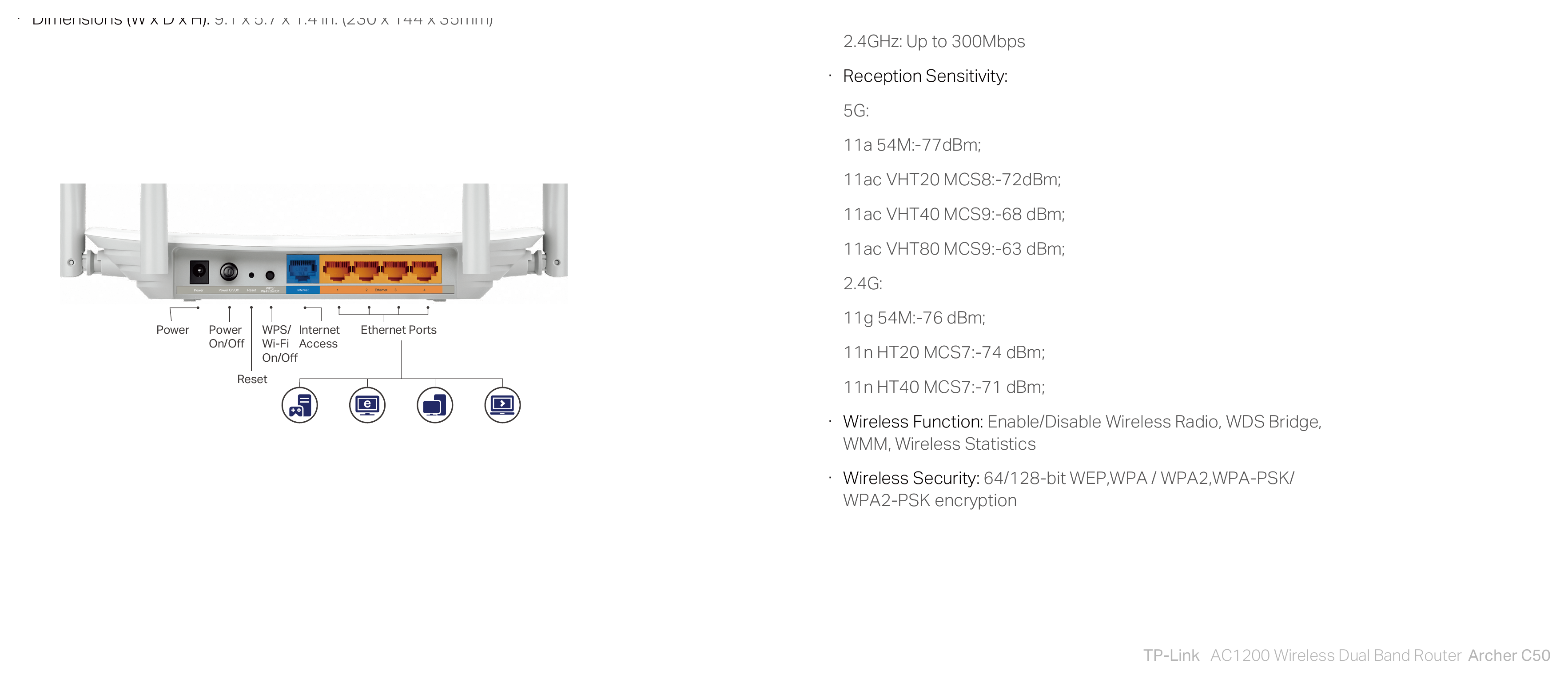 ARCHER-C50%28EU%29%28US%29-V3 外形尺寸圖 詳見圖示｜Unit: mm
