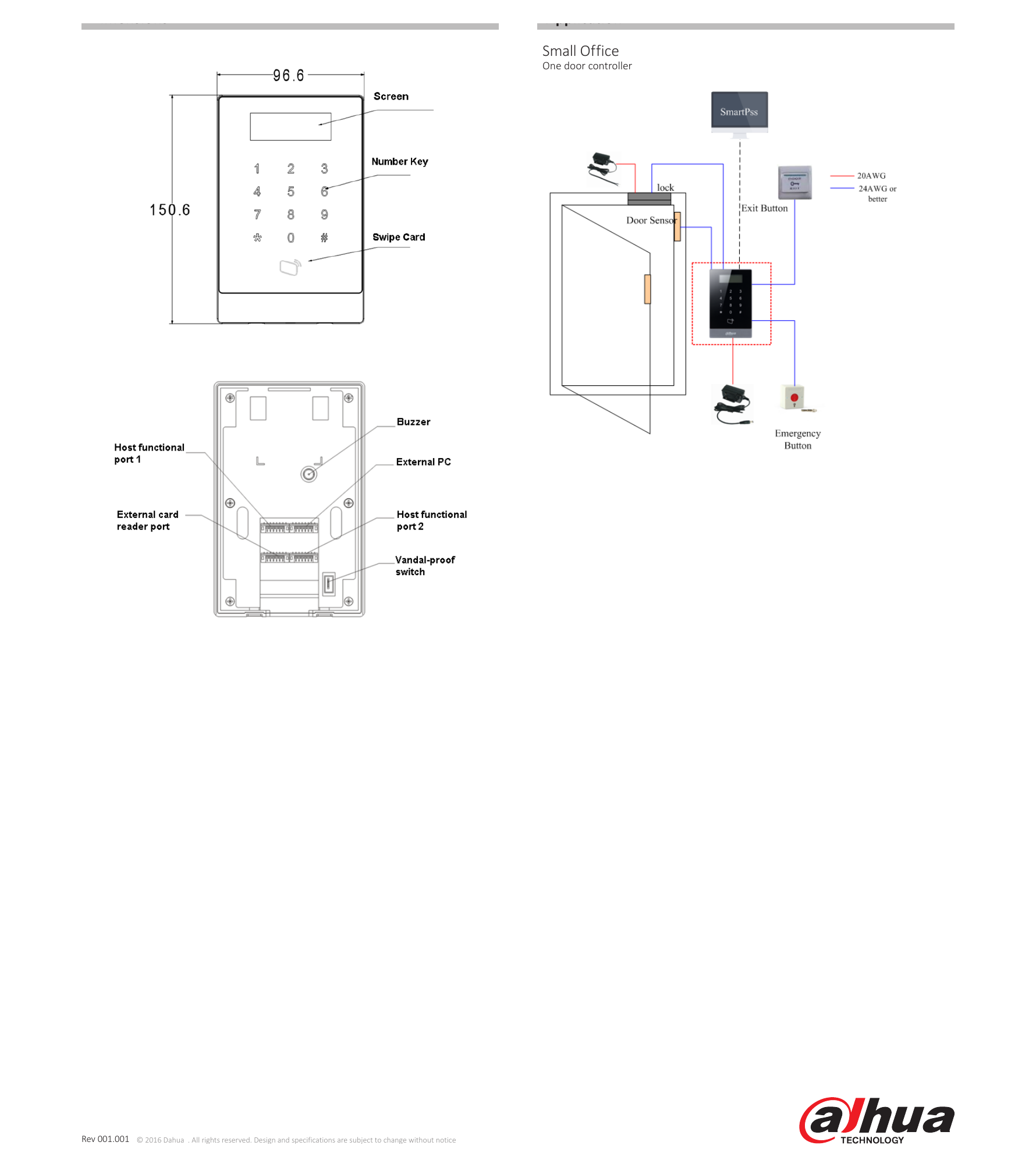 ASI1201A-ASI1201A-D 外形尺寸圖 Application Small Office One door controller www.dahuasecurity.com｜重量 0.3Kg｜Unit: mm
