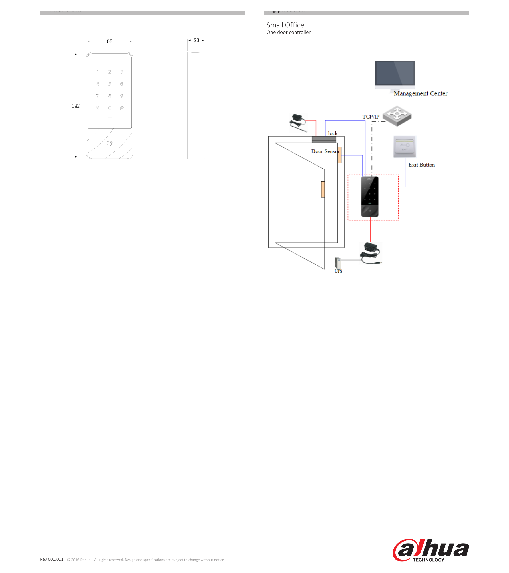 ASI1201A 外形尺寸圖 Application Small Office One door controller www.dahuasecurity.com｜Unit: mm