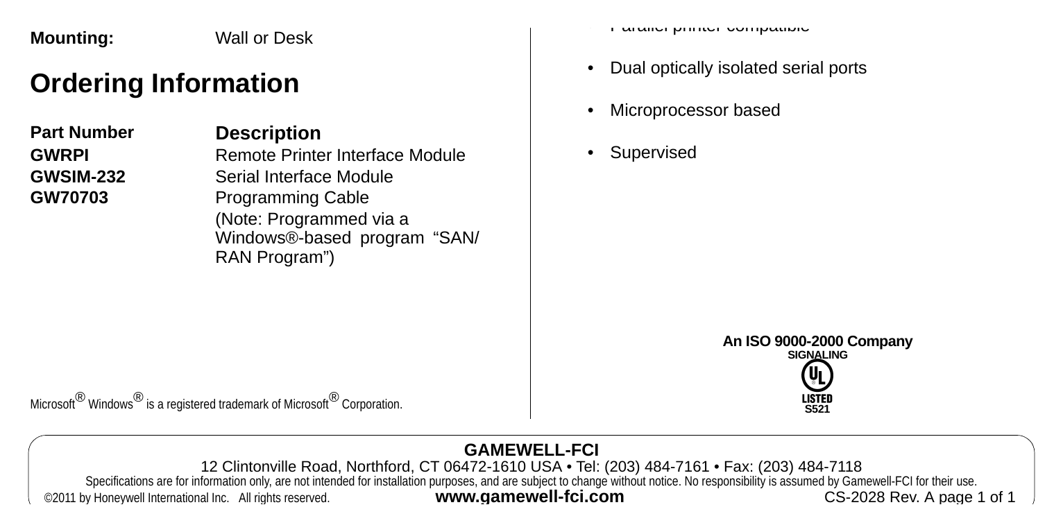 CS-2028 外形尺寸圖 12.5”W x 5”H x 2.25”D • Parallel printer compatible｜Unit: mm