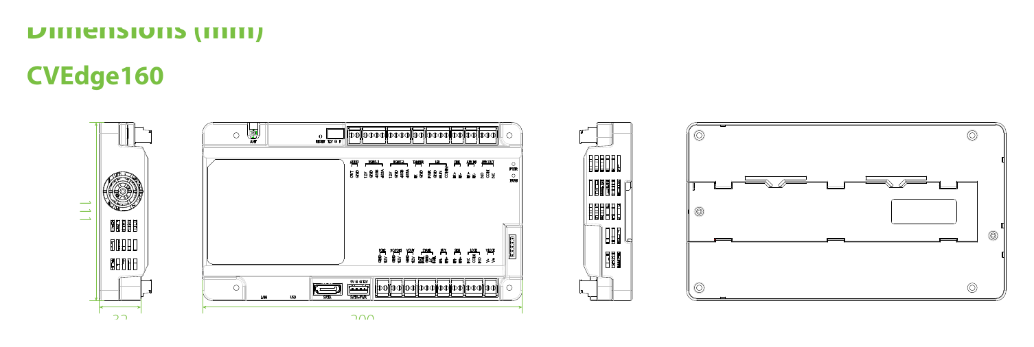 CVEDGE160 外形尺寸圖 200mm*111mm* 32mm (L*W*H)｜Unit: mm