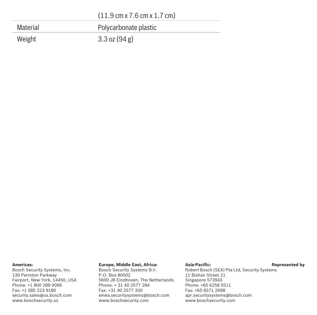 D8224-SP 外形尺寸圖 4.7 in. x 3.0 in. x 0.7 in. (11.9 cm x 7.6 cm x 1.7 cm)｜重量 3.3 oz (94 g)｜Unit: mm