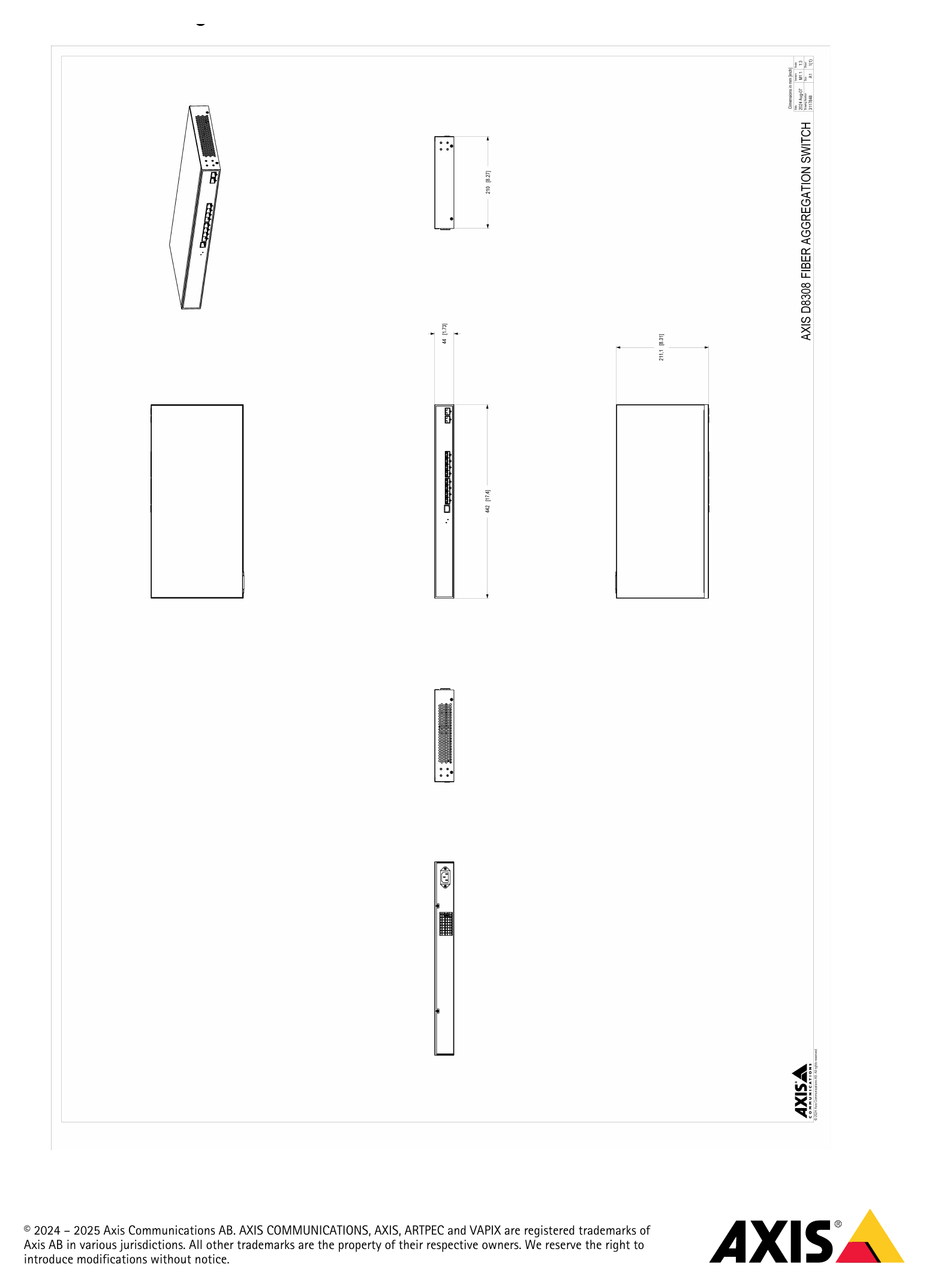 D8308-FIBER-AGGREGATION-SWITCH 外形尺寸圖 Environmental responsibility|Unit: mm