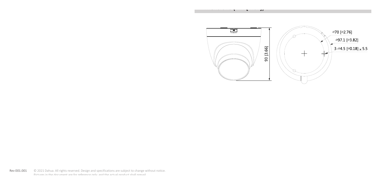 DH-HAC-HDW1500TRQP 外形尺寸圖 Φ97.1 mm × 93.0 mm (Φ3.82" × 3.66")｜Unit: mm