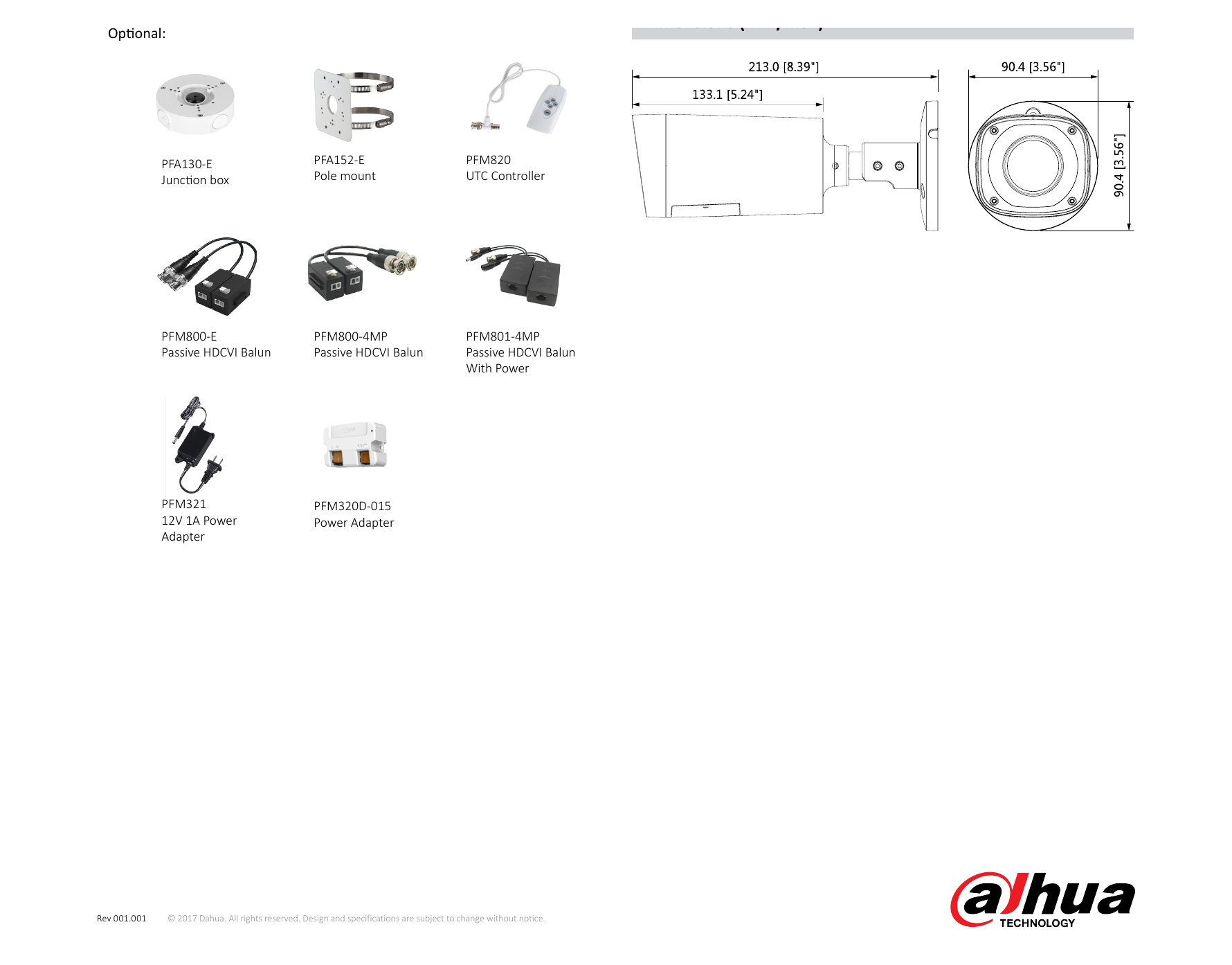 DH-HAC-HFW1200R-VF 外形尺寸圖 詳見圖示｜Unit: mm