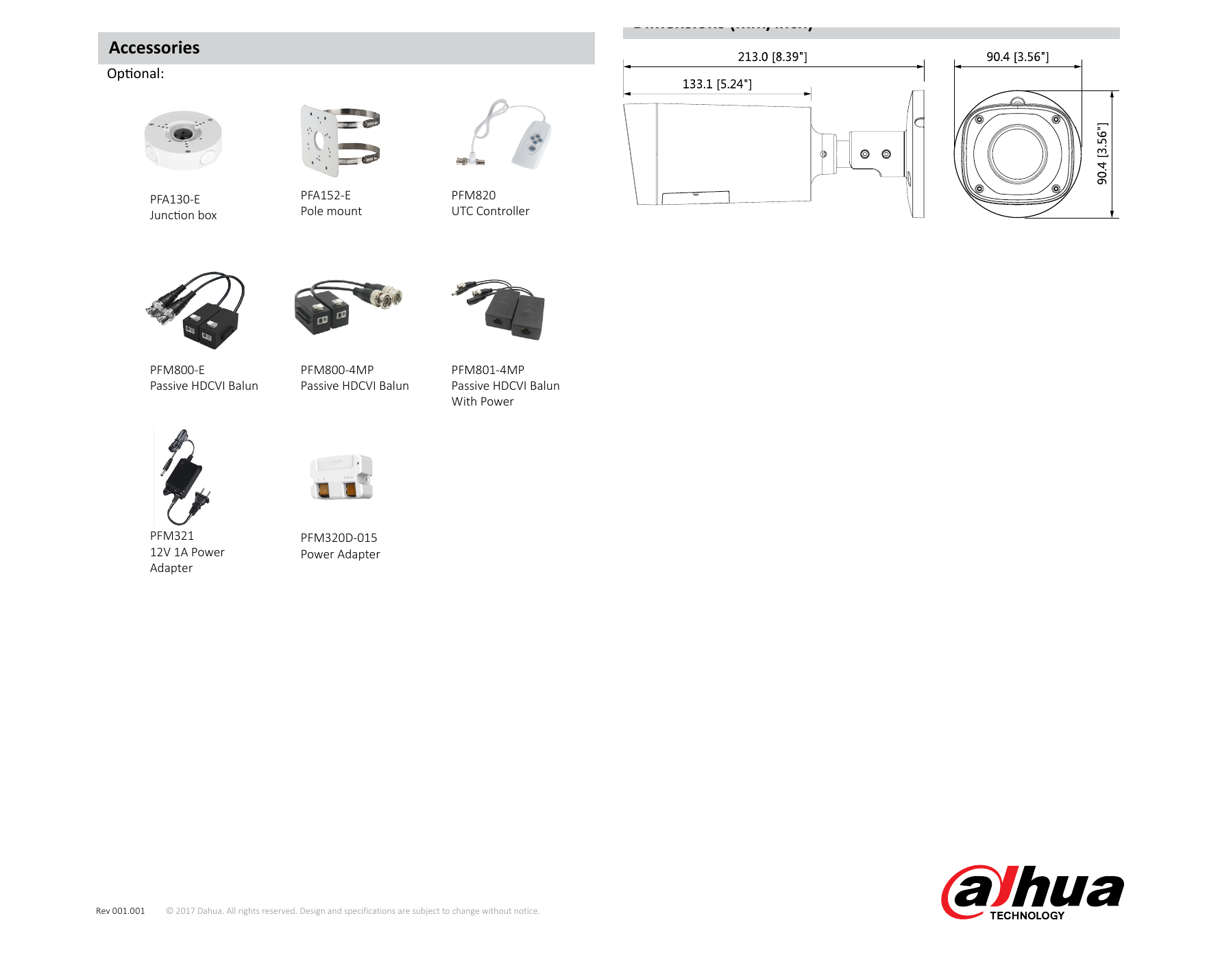 DH-HAC-HFW1220R-VF 外形尺寸圖 詳見圖示｜Unit: mm
