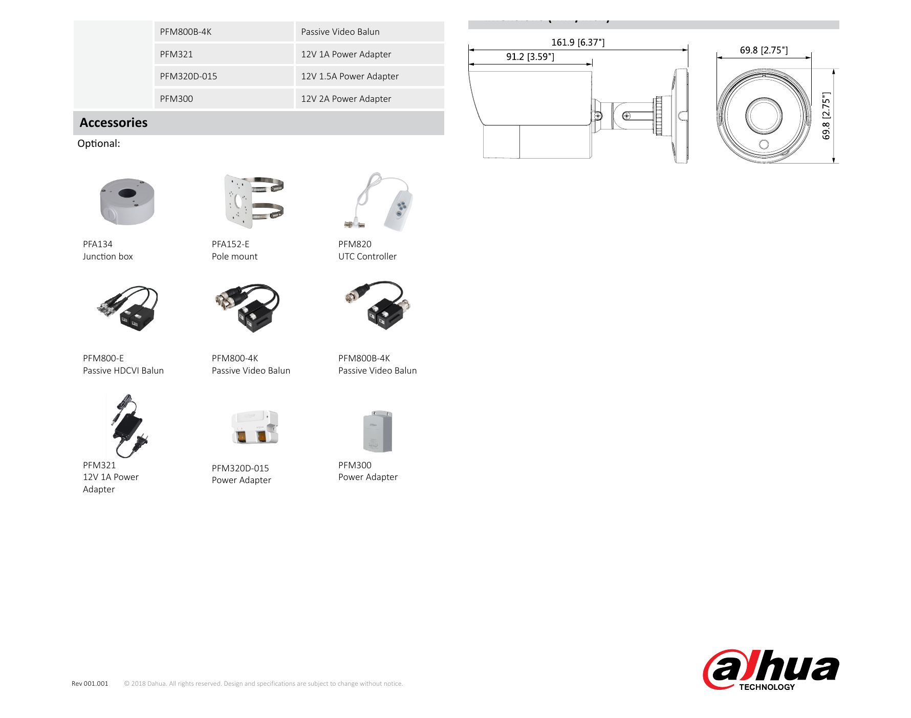 DH-HAC-HFW1230SL 外形尺寸圖 詳見圖示｜Unit: mm