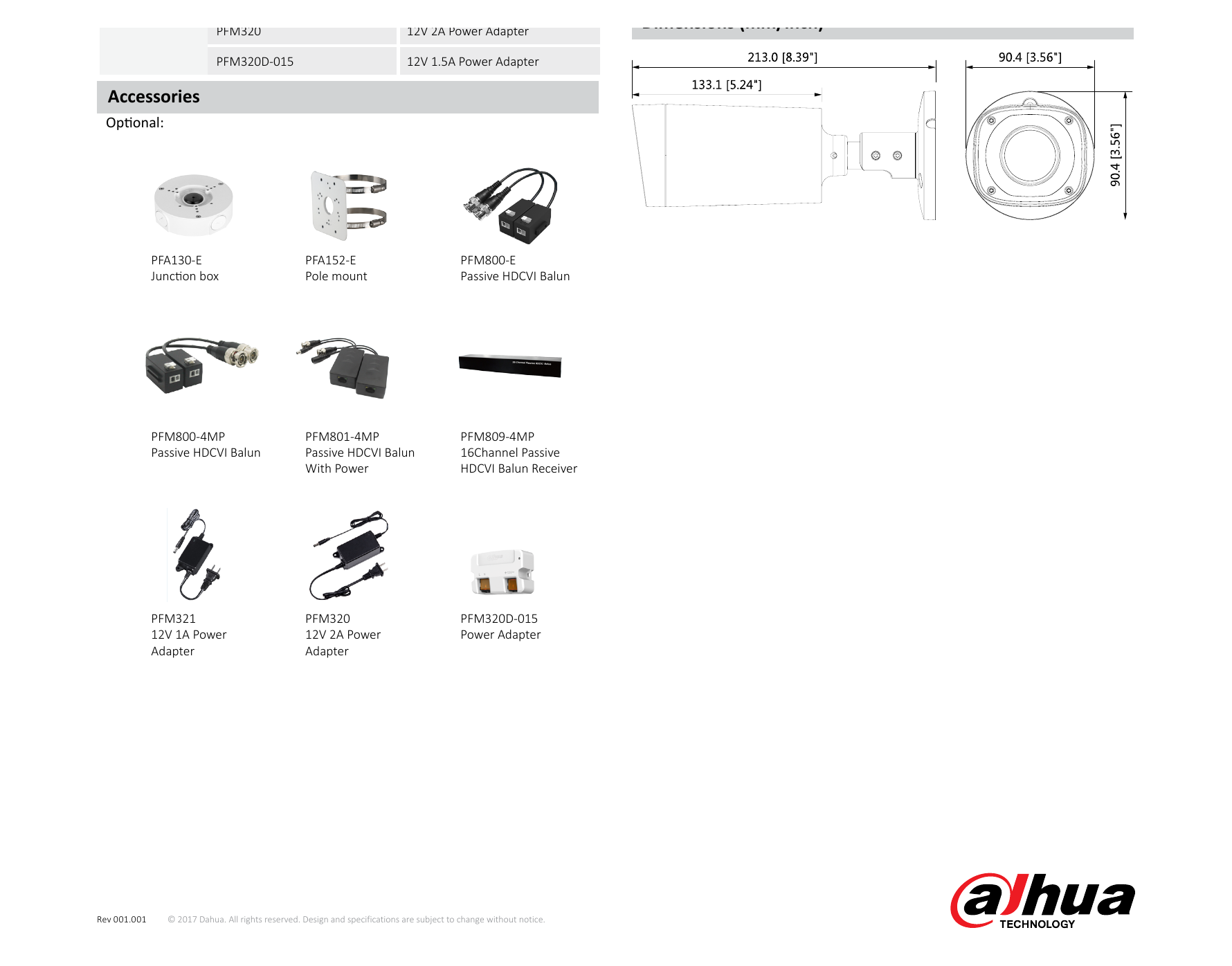DH-HAC-HFW2221R-Z-IRE6 外形尺寸圖 213.0mm×90.4mm×90.4mm (8.39"×3.56"×3.56") 25px/m 2.7-12mm: 47m(154ft) 2.7-12mm: 129m(422ft) Detect (8px/ft) 7-22mm: 111m