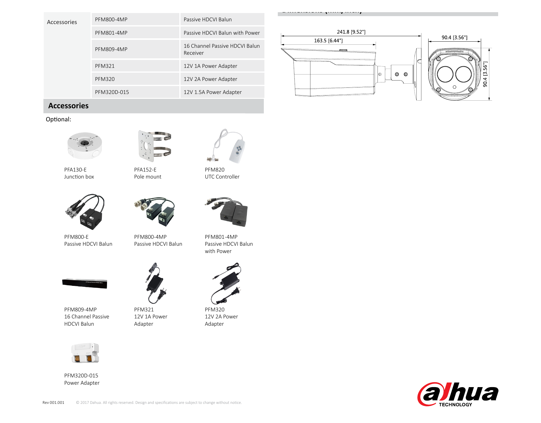 DH-HAC-HFW2231B 外形尺寸圖 241.8mm×90.4mm×90.4mm (9.52"×3.56"×3.56") Distance Definition｜Unit: mm