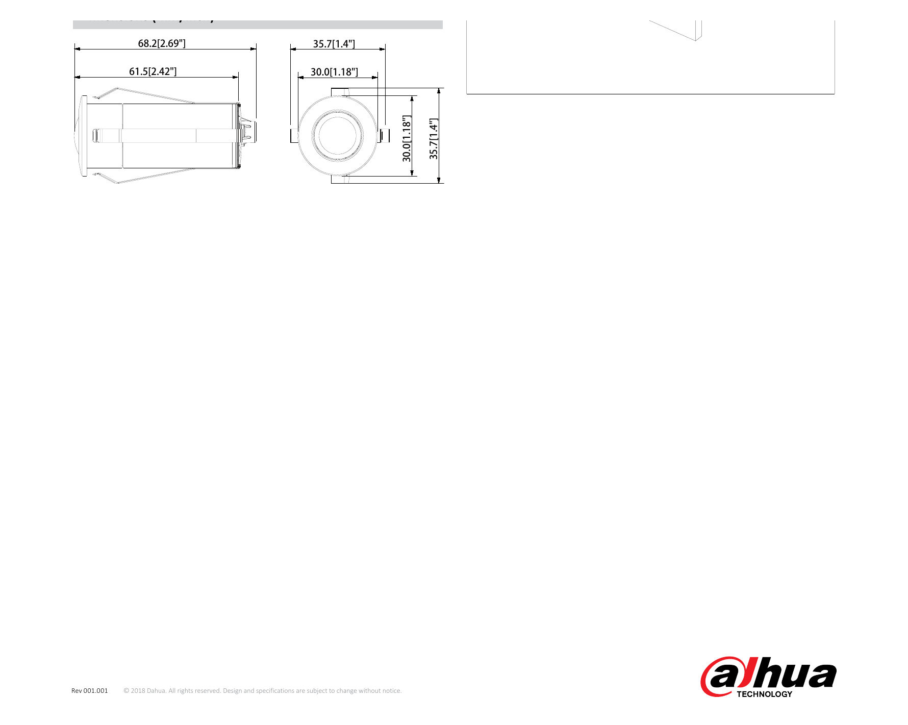 DH-HAC-HUM1220G-M 外形尺寸圖 Φ30mm×68.2mm (Φ1.18"×2.69") Distance｜Unit: mm