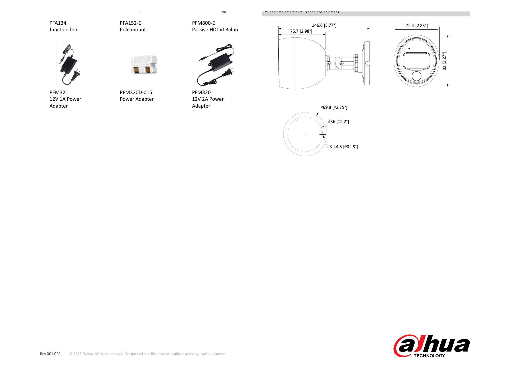 DH-HAC-ME2802B 外形尺寸圖 146.6mm×72.4mm×83mm (5.77"×2.85"×3.27") 250ppm｜Unit: mm