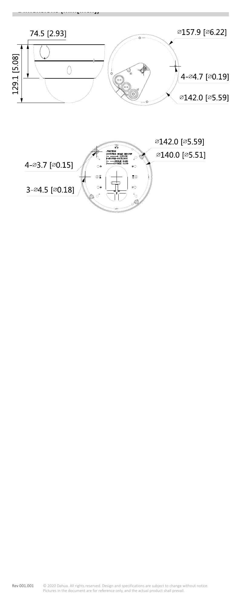 DH-IPC-HDBW5442HP-ZH-SL 外形尺寸圖 詳見圖示｜Unit: mm
