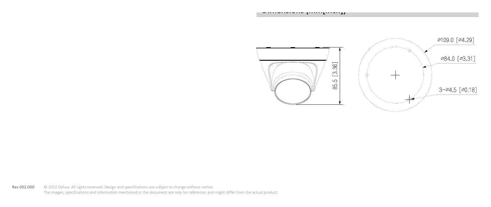 DH-IPC-HDW1439T1-LED-S4 外形尺寸圖 詳見圖示｜Unit: mm