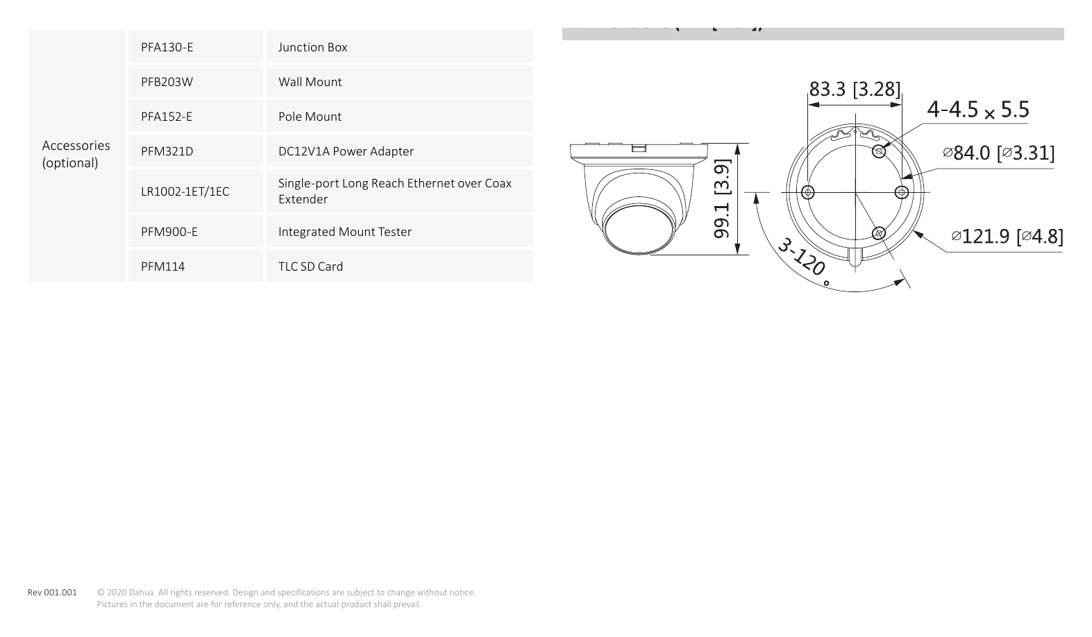 DH-IPC-HDW2431TM-AS-S2 外形尺寸圖 101 mm × Φ110 mm (4.0" × Φ4.3")｜Unit: mm