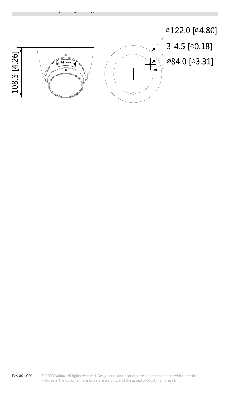 DH-IPC-HDW5442TP-ZE 外形尺寸圖 詳見圖示｜Unit: mm