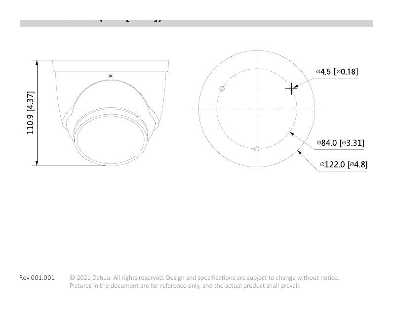 DH-IPC-HDW5541H-ASE-PV 外形尺寸圖 詳見圖示｜Unit: mm