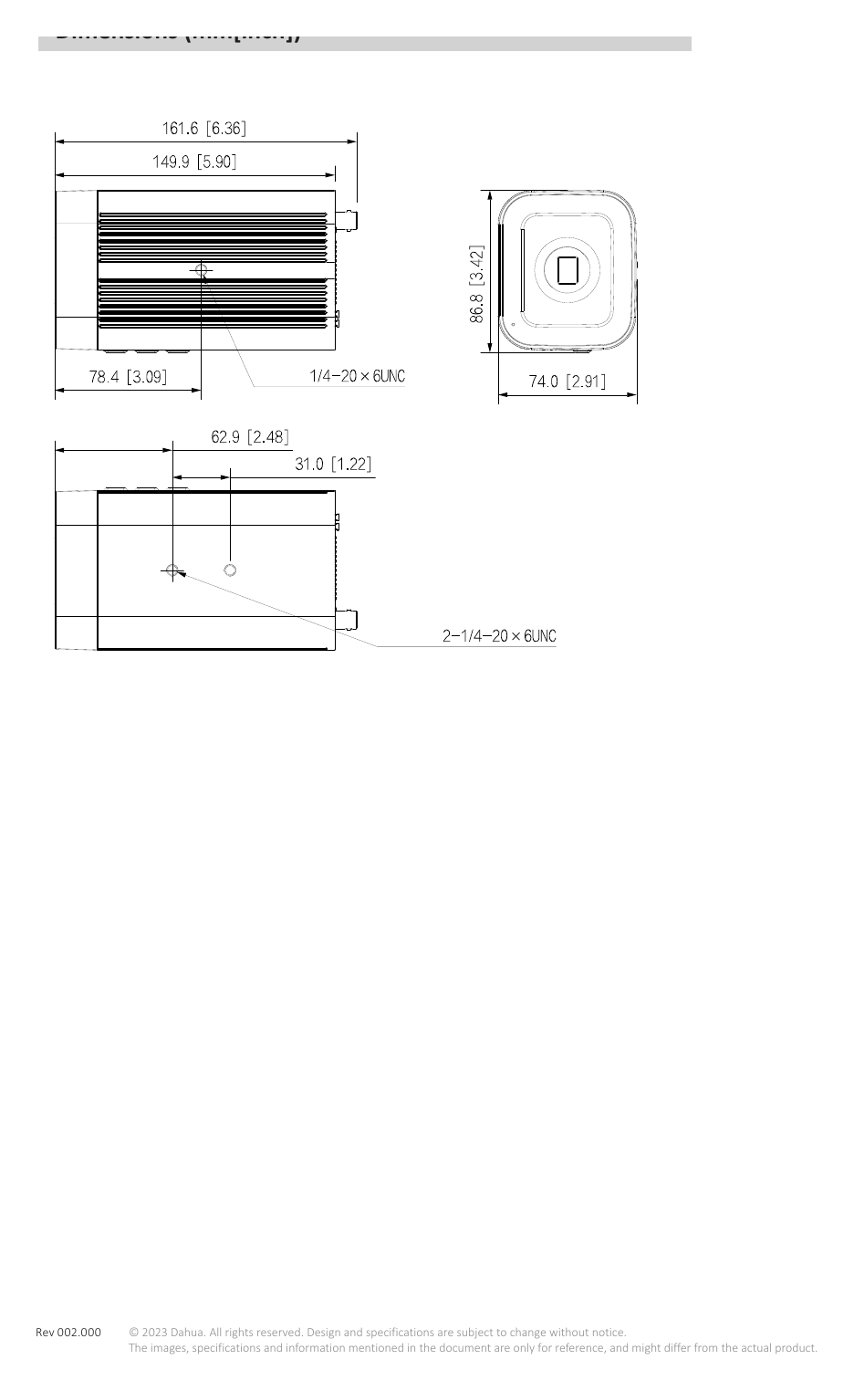 DH-IPC-HF5842F-ZE 外形尺寸圖 詳見圖示｜Unit: mm