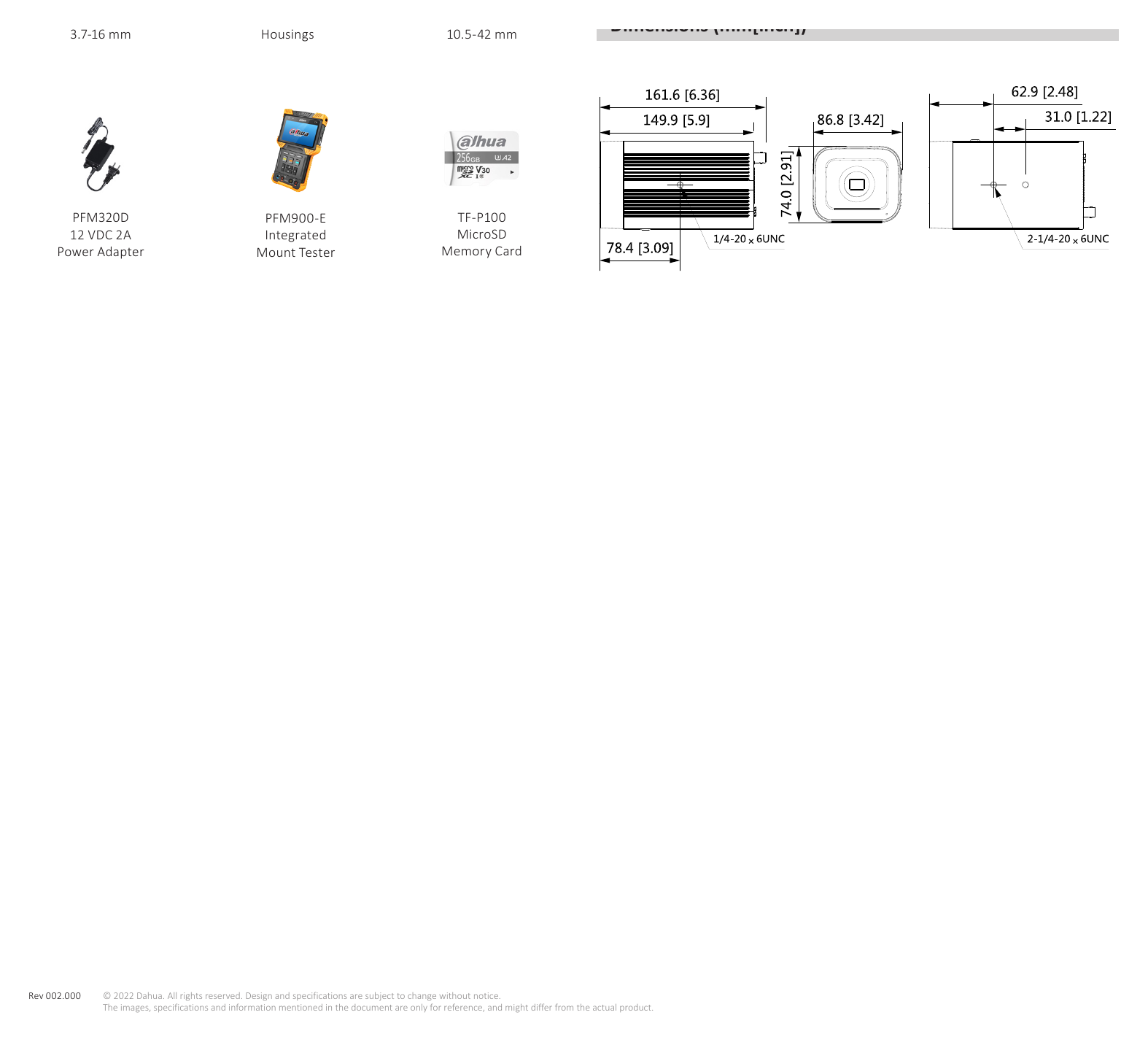 DH-IPC-HF7842F-Z-S2 外形尺寸圖 詳見圖示｜Unit: mm