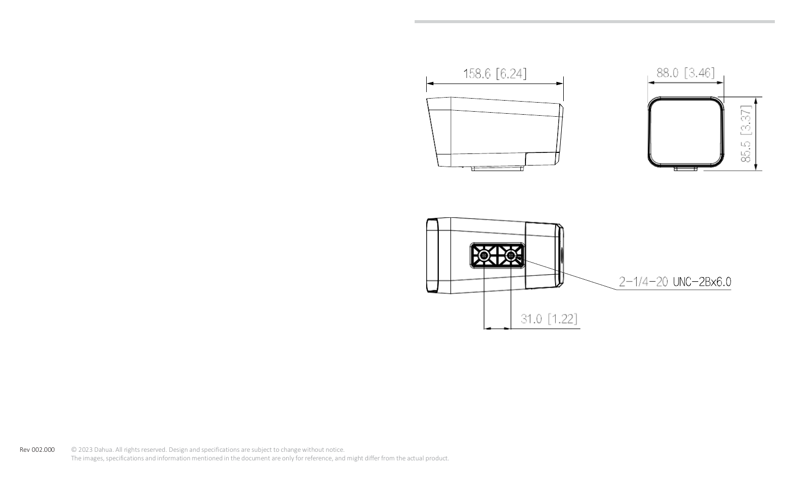 DH-IPC-HFW1339DT1-4G-ST-IL 外形尺寸圖 詳見圖示｜Unit: mm