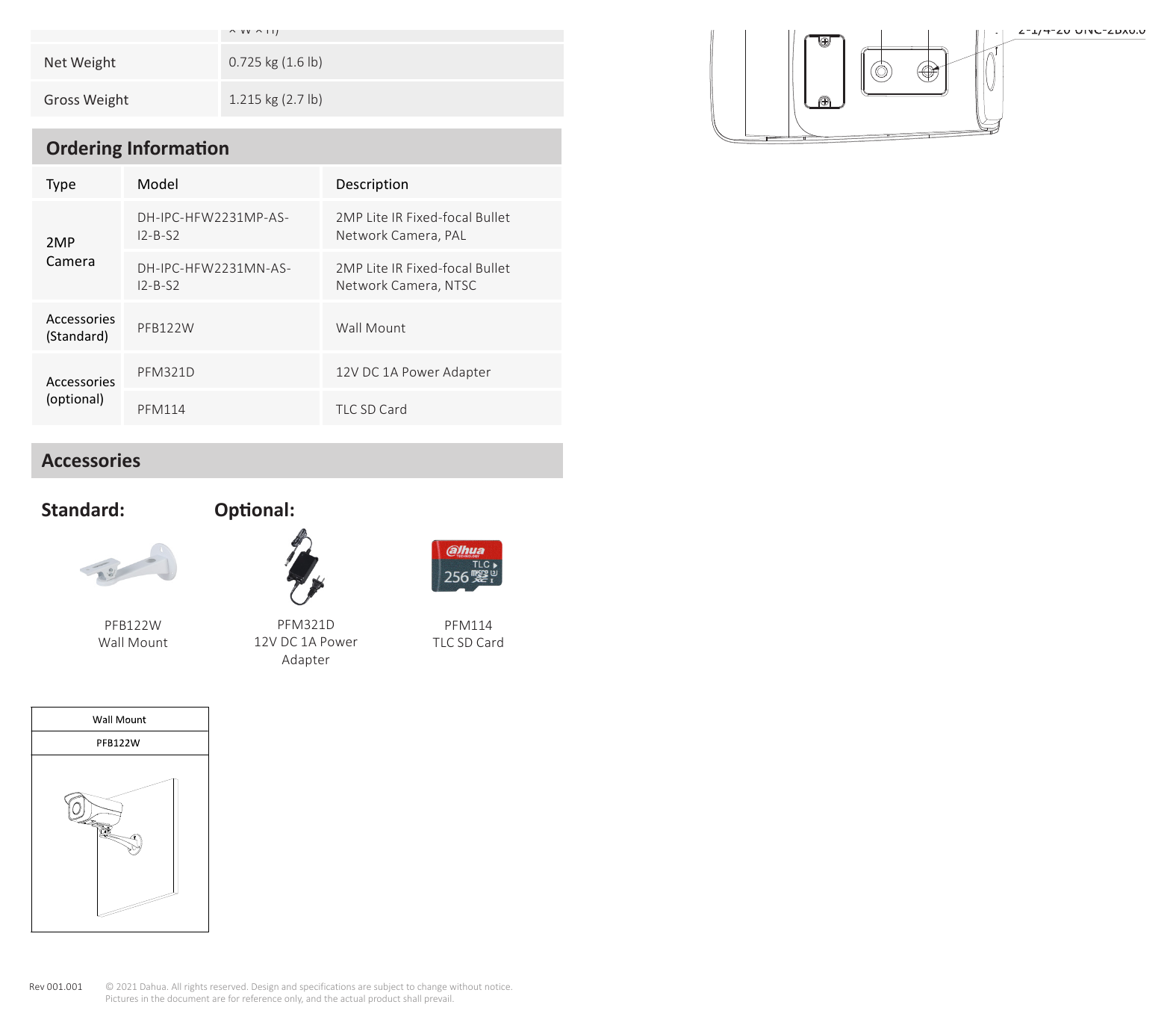 DH-IPC-HFW2231M-AS-I2-B-S2 外形尺寸圖 詳見圖示｜Unit: mm