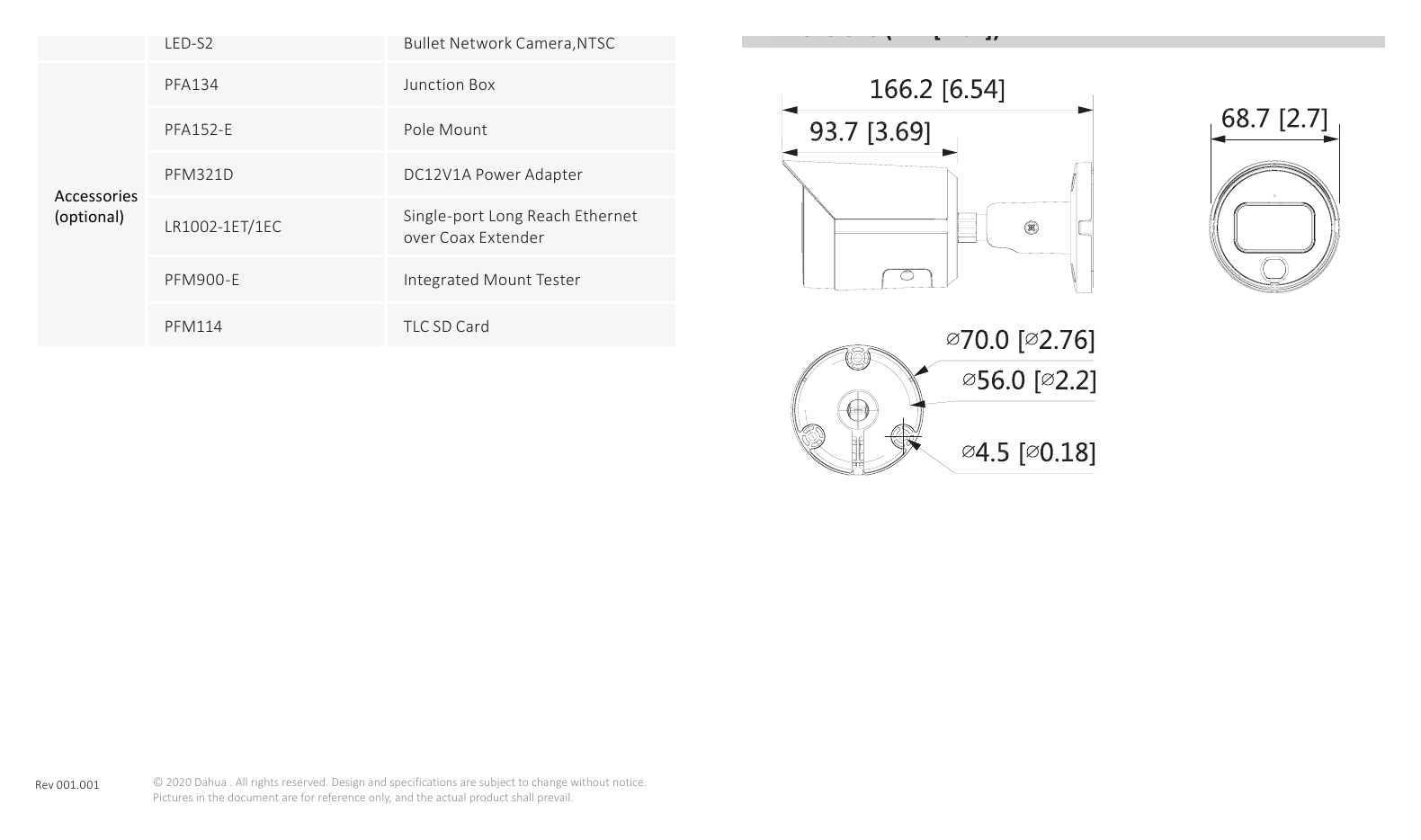 DH-IPC-HFW2439S-LED-S2 外形尺寸圖 100.9 mm × Φ109.9 mm (4.0" × Φ4.3")｜Unit: mm