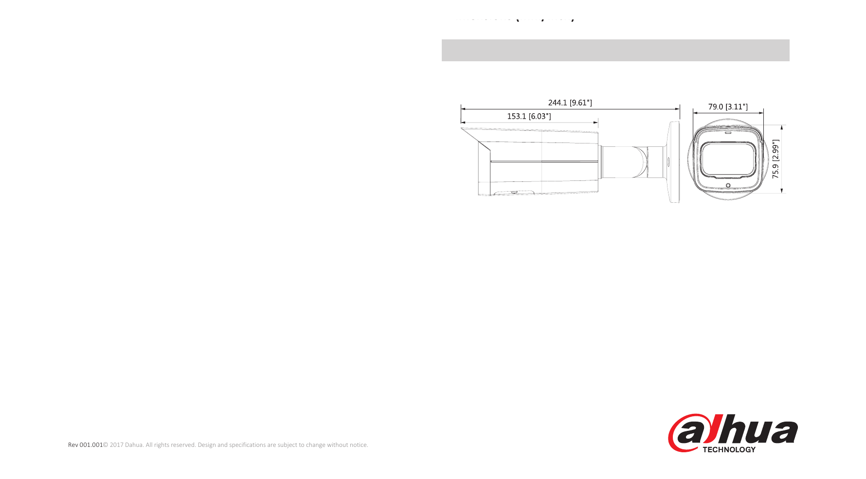 DH-IPC-HFW4431T-ASE 外形尺寸圖 244.1mm×79mm×75.9mm (9.61”×3.11”×2.99”) Junction Box Pole Mount ePoE Over Coax Converter｜Unit: mm