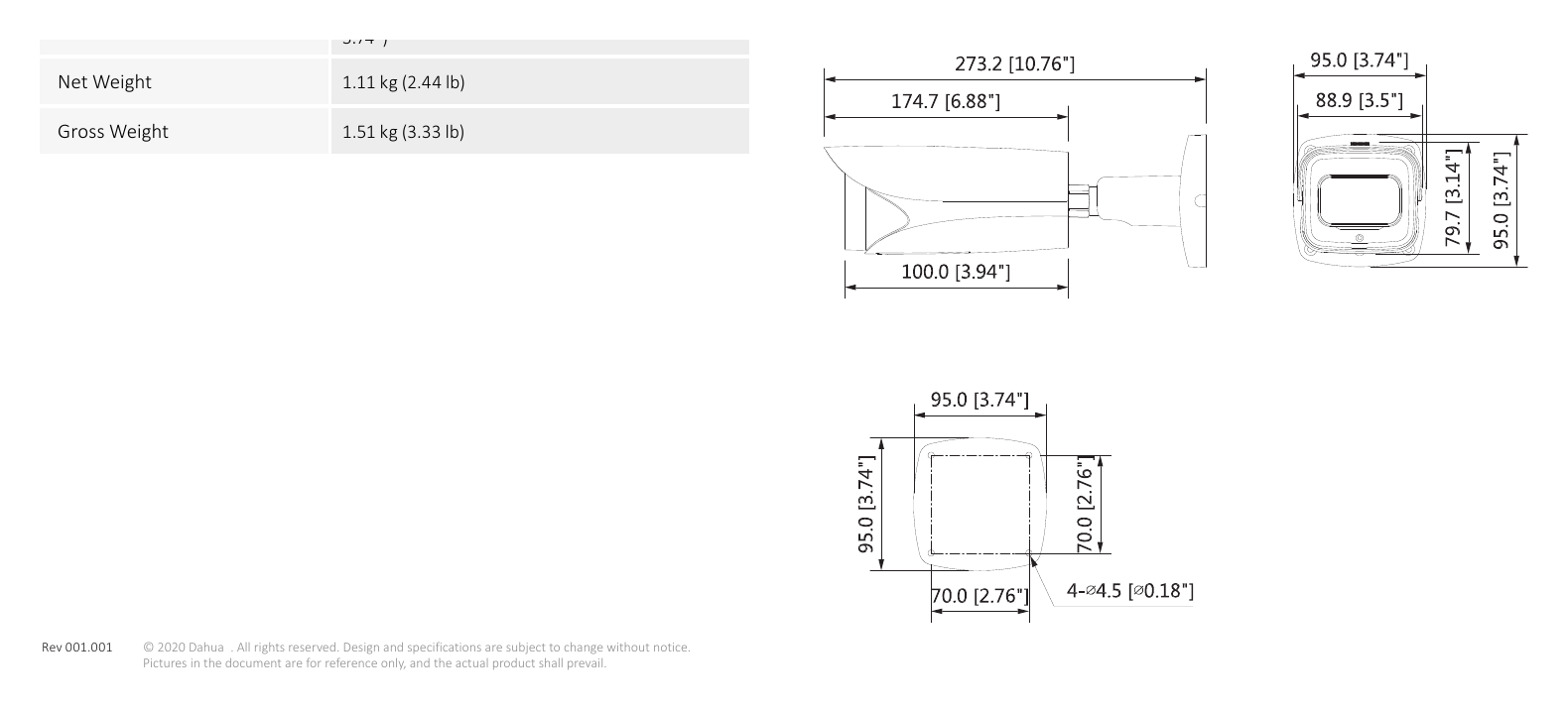 DH-IPC-HFW5241E-ZE 外形尺寸圖 詳見圖示｜Unit: mm