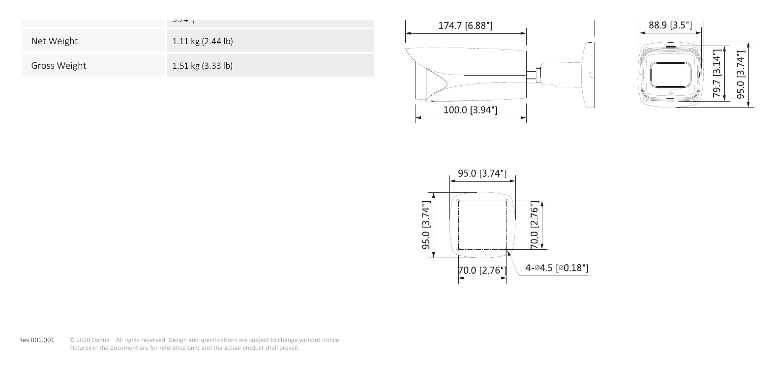 DH-IPC-HFW5242E-ZE-MF 外形尺寸圖 詳見圖示｜Unit: mm