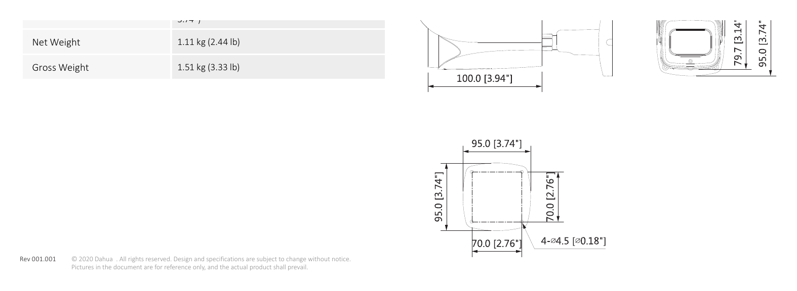 DH-IPC-HFW5442E-ZE 外形尺寸圖 詳見圖示｜Unit: mm