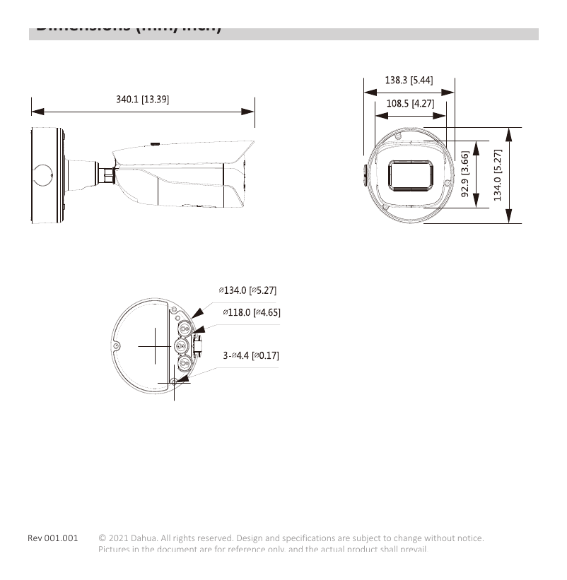 DH-IPC-HFW7442H-Z4 外形尺寸圖 詳見圖示｜Unit: mm