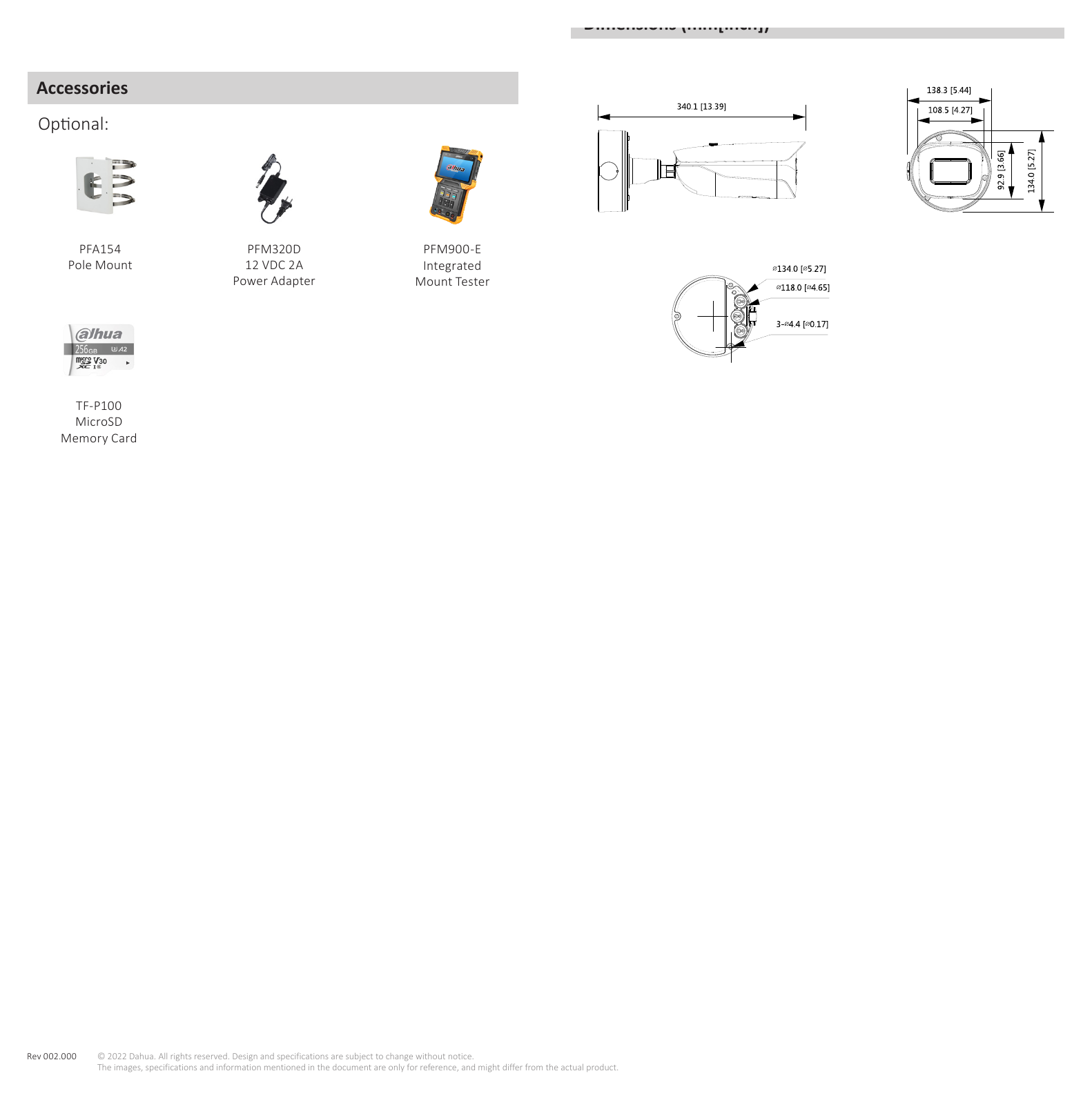 DH-IPC-HFW7842H-Z-S2 外形尺寸圖 詳見圖示｜Unit: mm