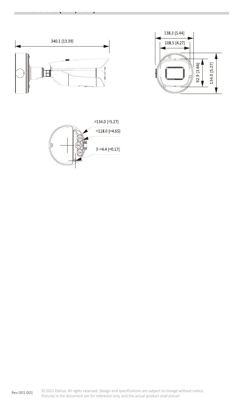 DH-IPC-HFW9842H-Z-MN 外形尺寸圖 詳見圖示｜Unit: mm