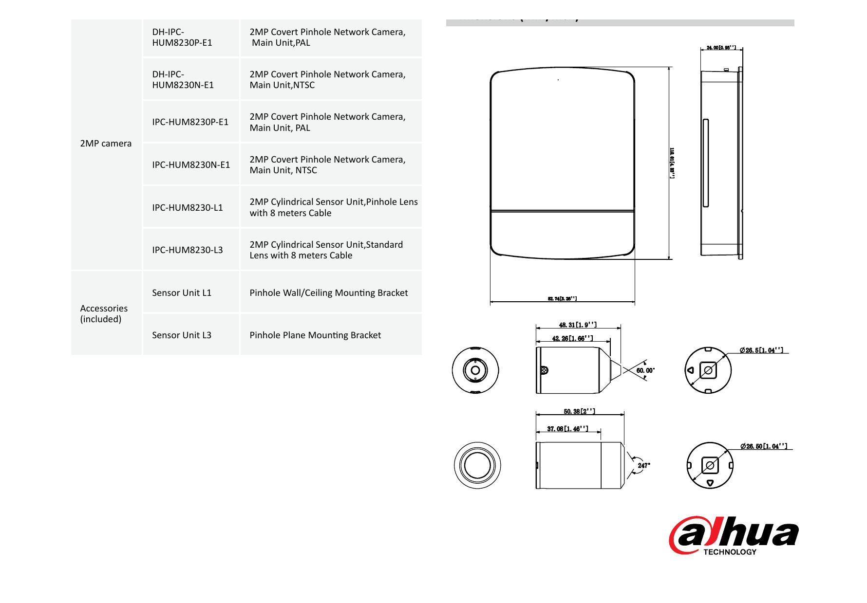 DH-IPC-HUM8230 外形尺寸圖 詳見圖示｜Unit: mm