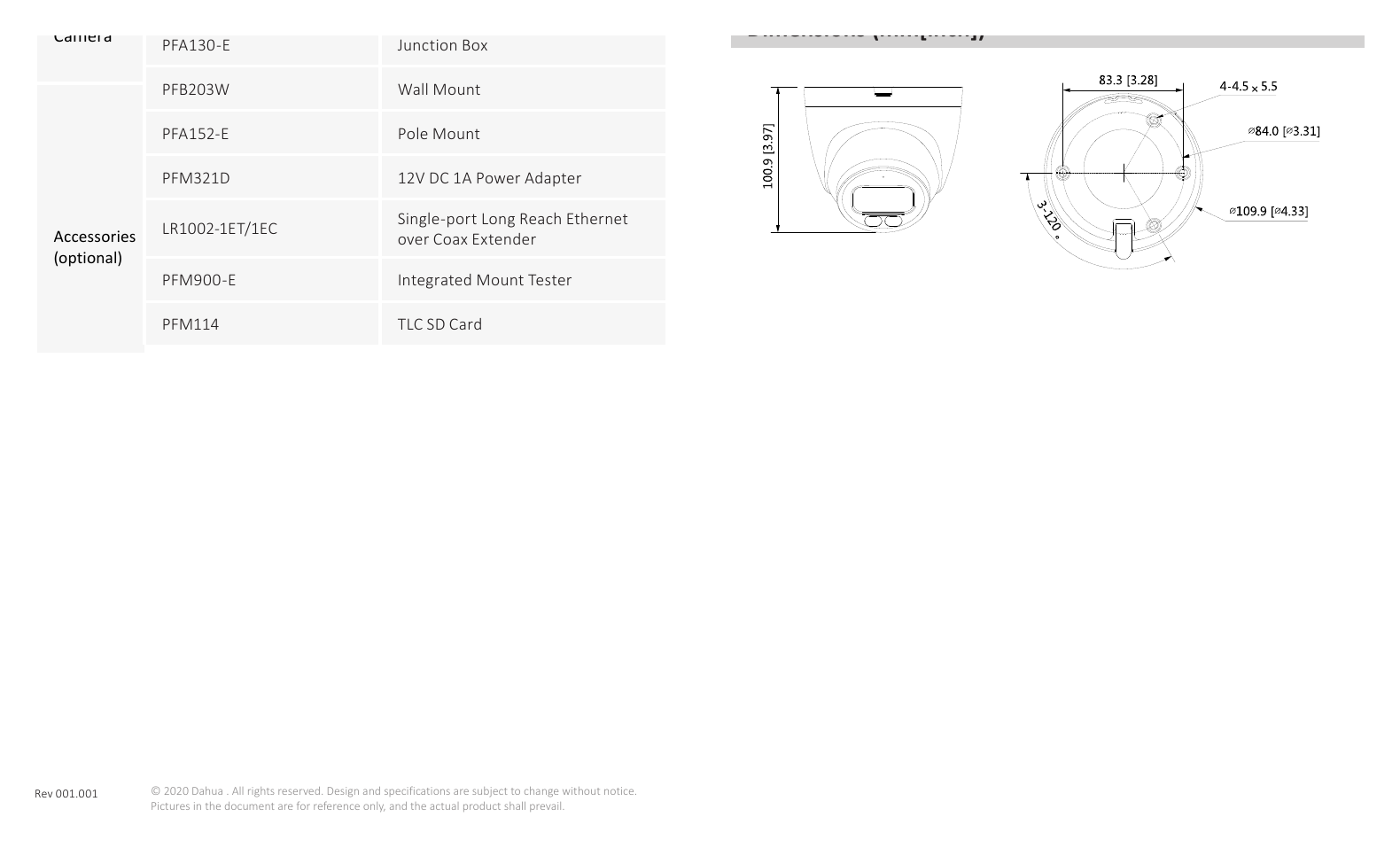 DH-IPDA49A-LED40 外形尺寸圖 100.9 mm × Φ109.9 mm (4.0" × Φ4.3")｜Unit: mm