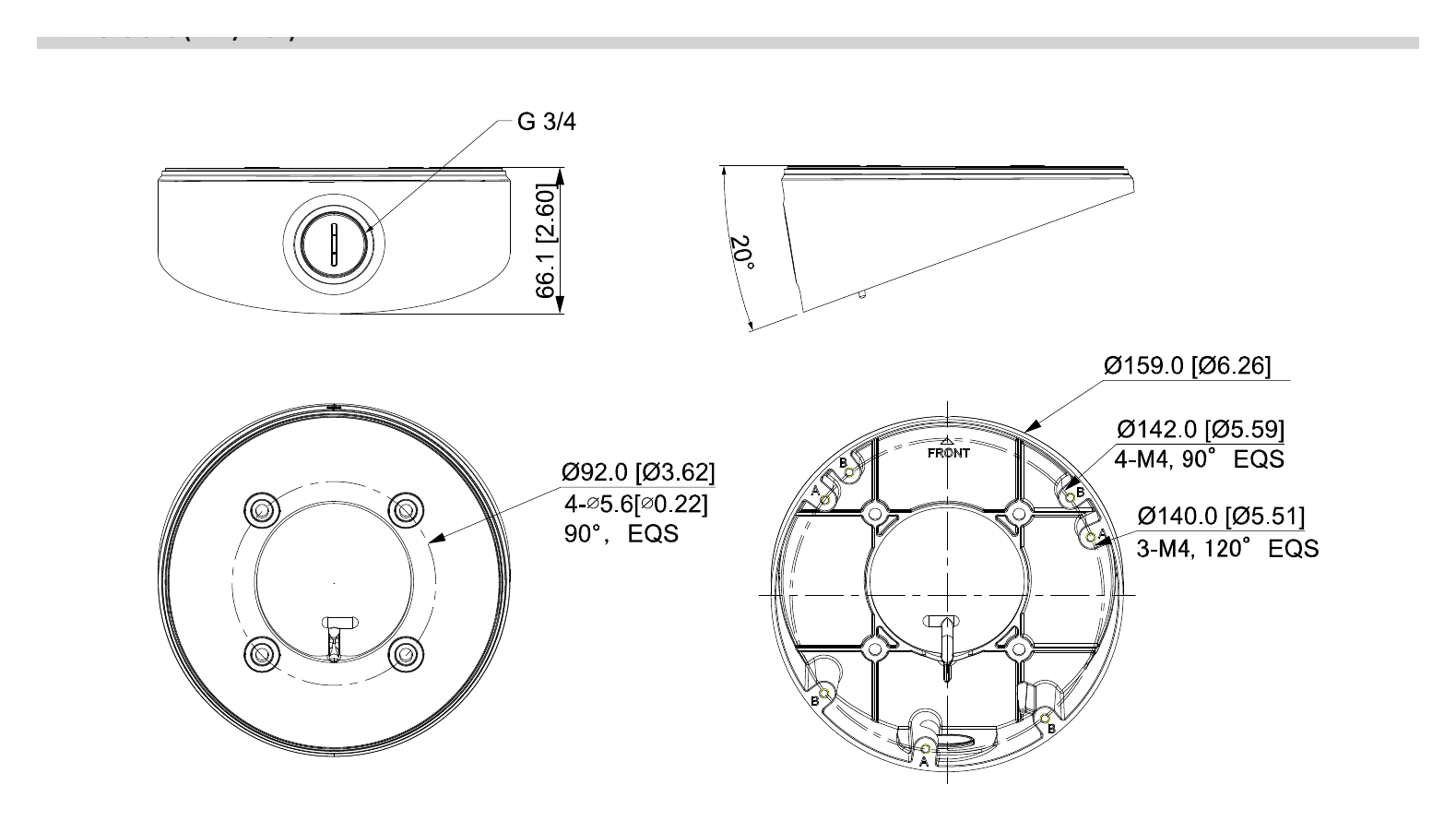 DH-PFA133-E 外形尺寸圖 Ф159.0 mm × 66.1 mm (Ф6.26" × 2.60")|重量 0.36 kg (0.81 lb)|Unit: mm