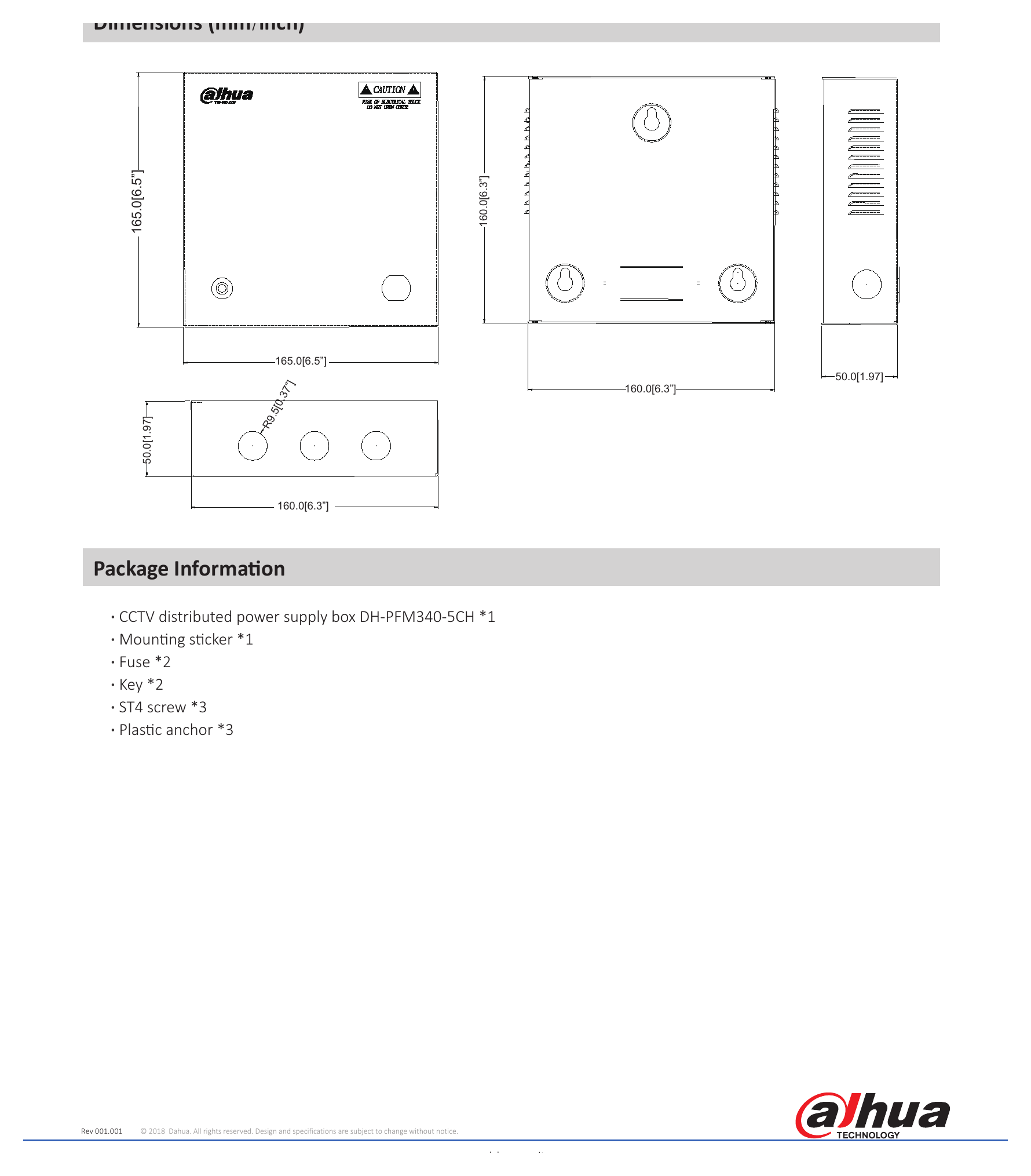 DH-PFM340-5CH 外形尺寸圖 詳見圖示｜Unit: mm