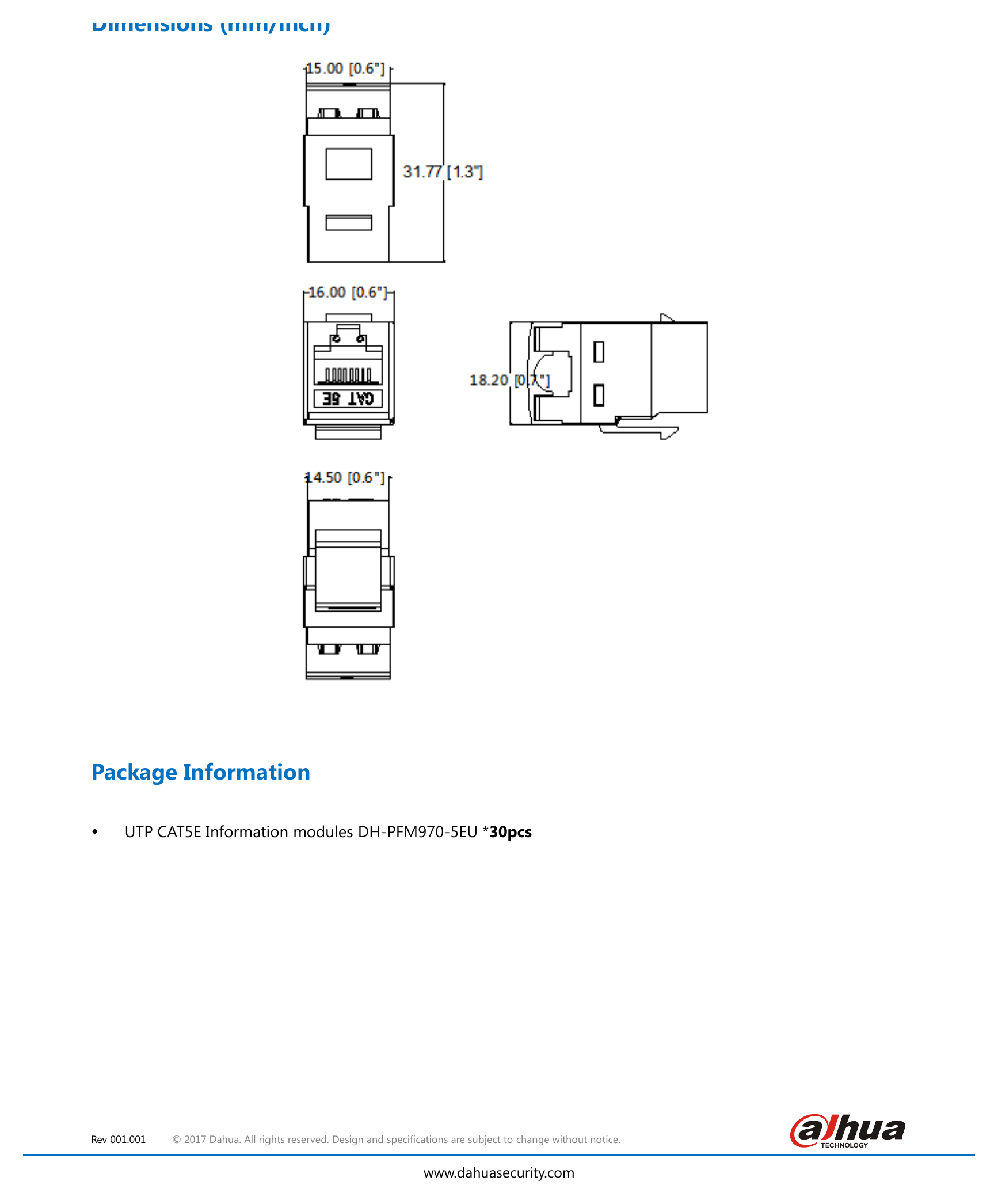 DH-PFM970-5EU 外形尺寸圖 詳見圖示｜Unit: mm