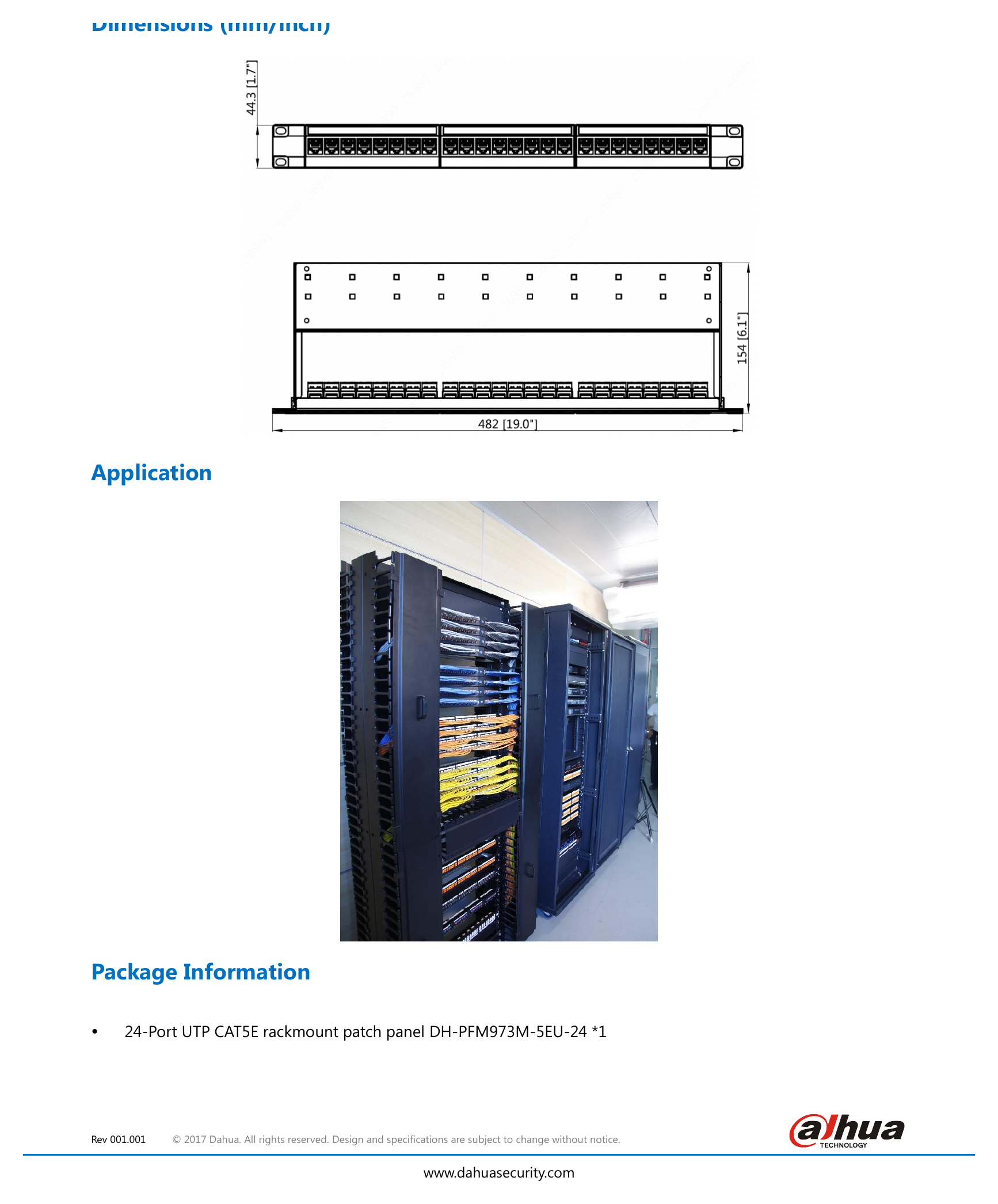 DH-PFM973M-5EU-24 外形尺寸圖 482mmx154mmx44.3mm(18.98”x6.06”x1.74”)｜重量 1.1kg(2.43lb)｜Unit: mm