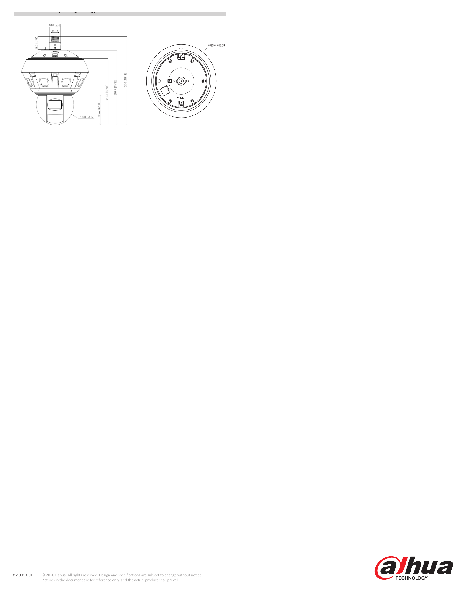 DH-PSDW81642M-A360 外形尺寸圖 Φ383 mm × 389.8 mm (Φ15.1" × 15.3")｜Unit: mm