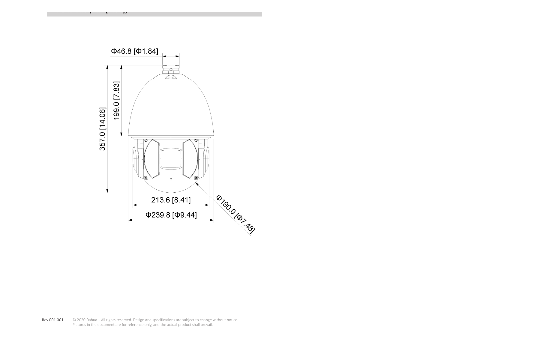 DH-SD6AE433XA-HNR 外形尺寸圖 382 mm × Φ240 mm (15.04" × Φ9.45")｜Unit: mm