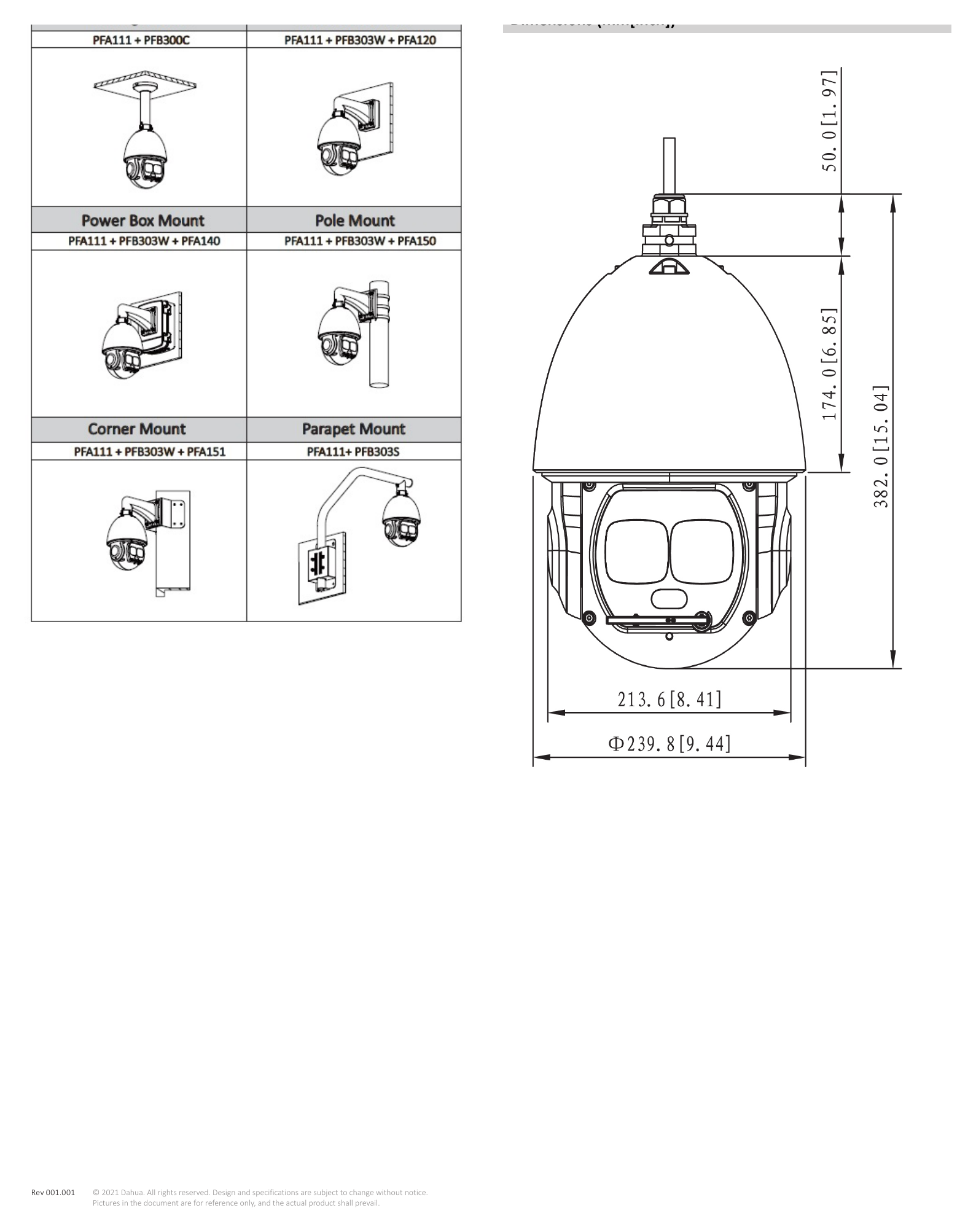 DH-SD6AL233XA-HNR 外形尺寸圖 Φ240 mm x 382 mm (9.45" × 15.04")｜Unit: mm