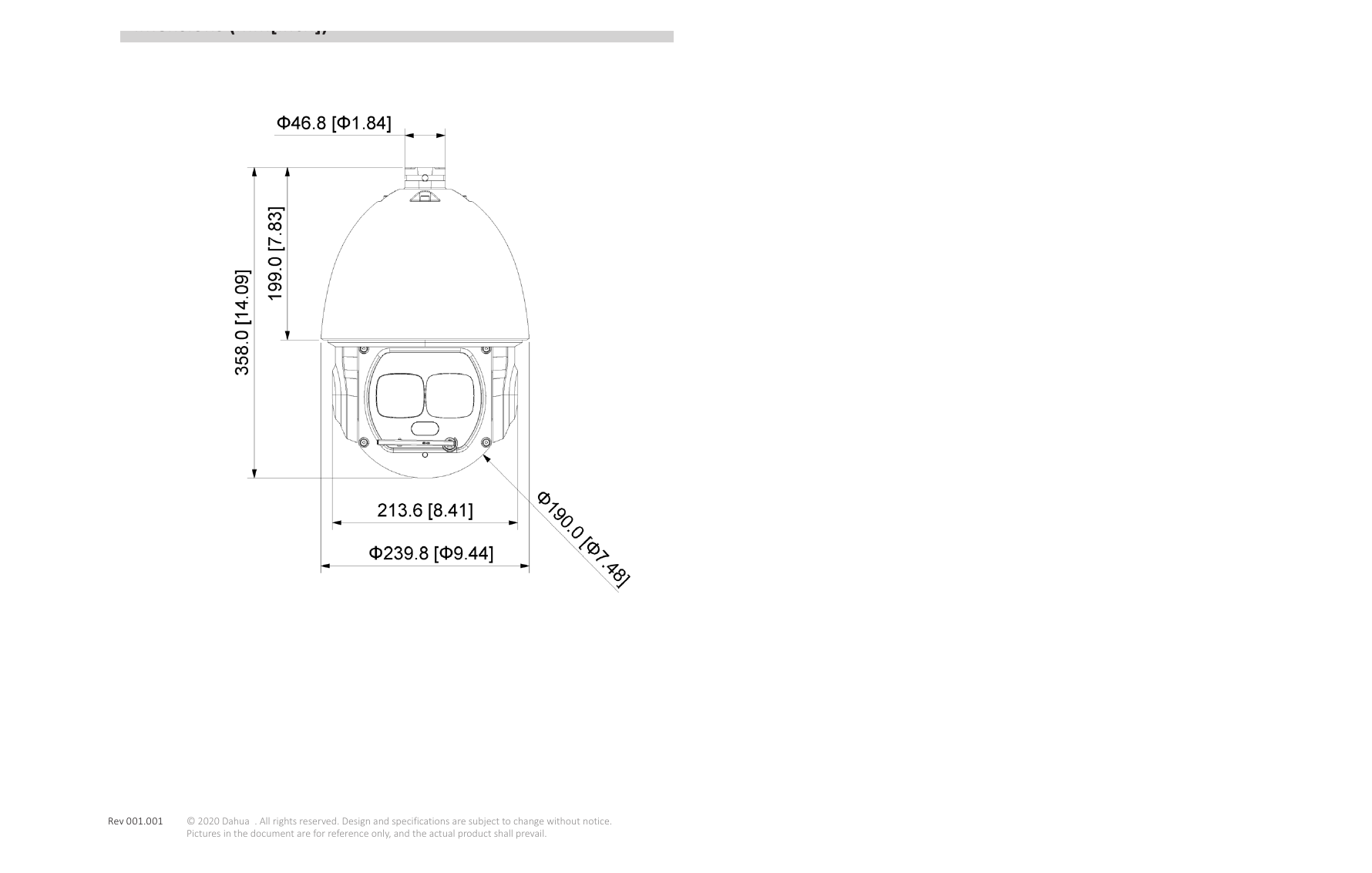 DH-SD6AL433XA-HNR 外形尺寸圖 382 mm × Φ240 mm (15.04" × Φ9.45")｜Unit: mm